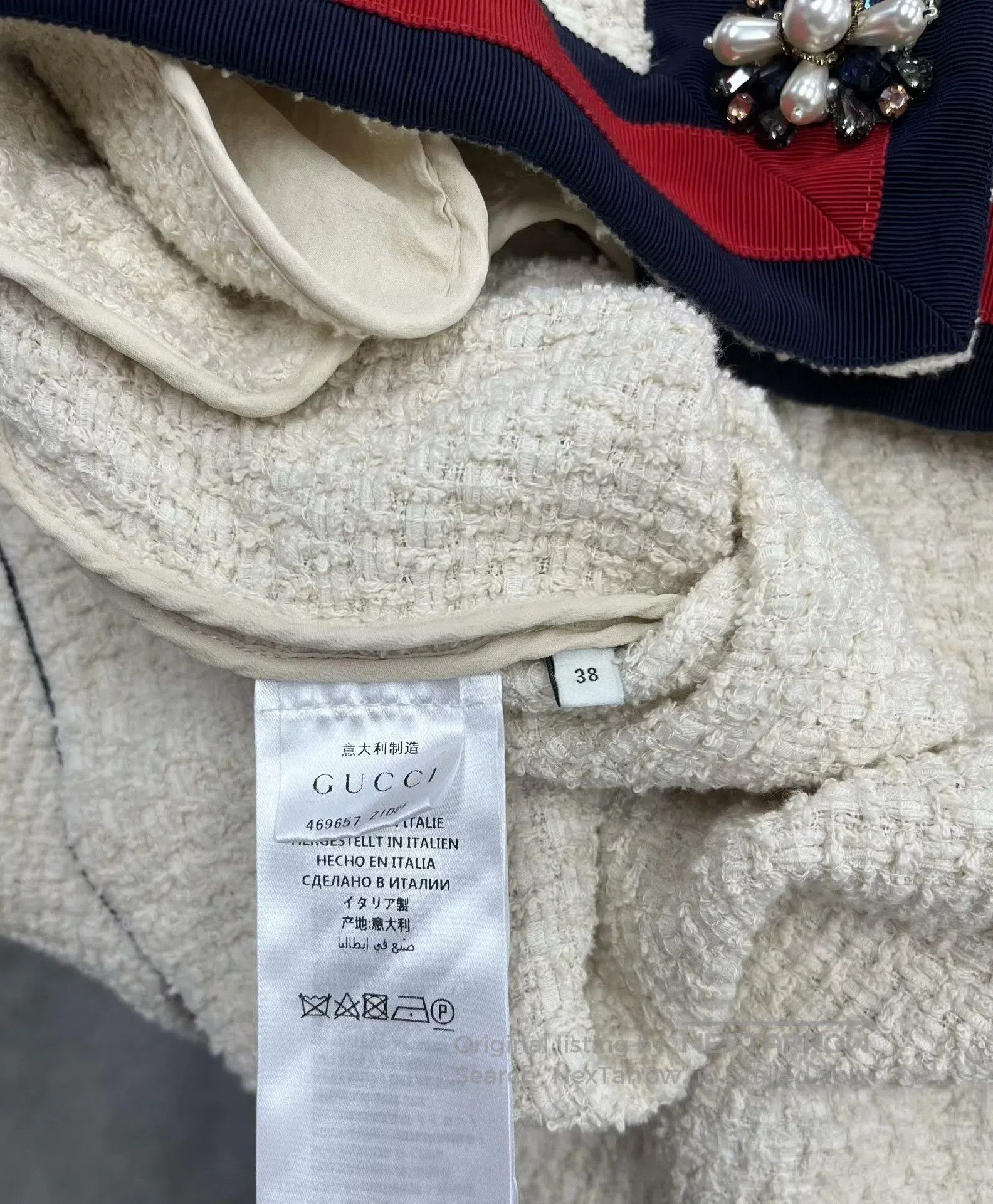 Gucci Guicci White Heavy Beaded Velvet Chanel-style Cardigan Jac Size XS / US 0-2 / IT 36-38 - 4 Thumbnail