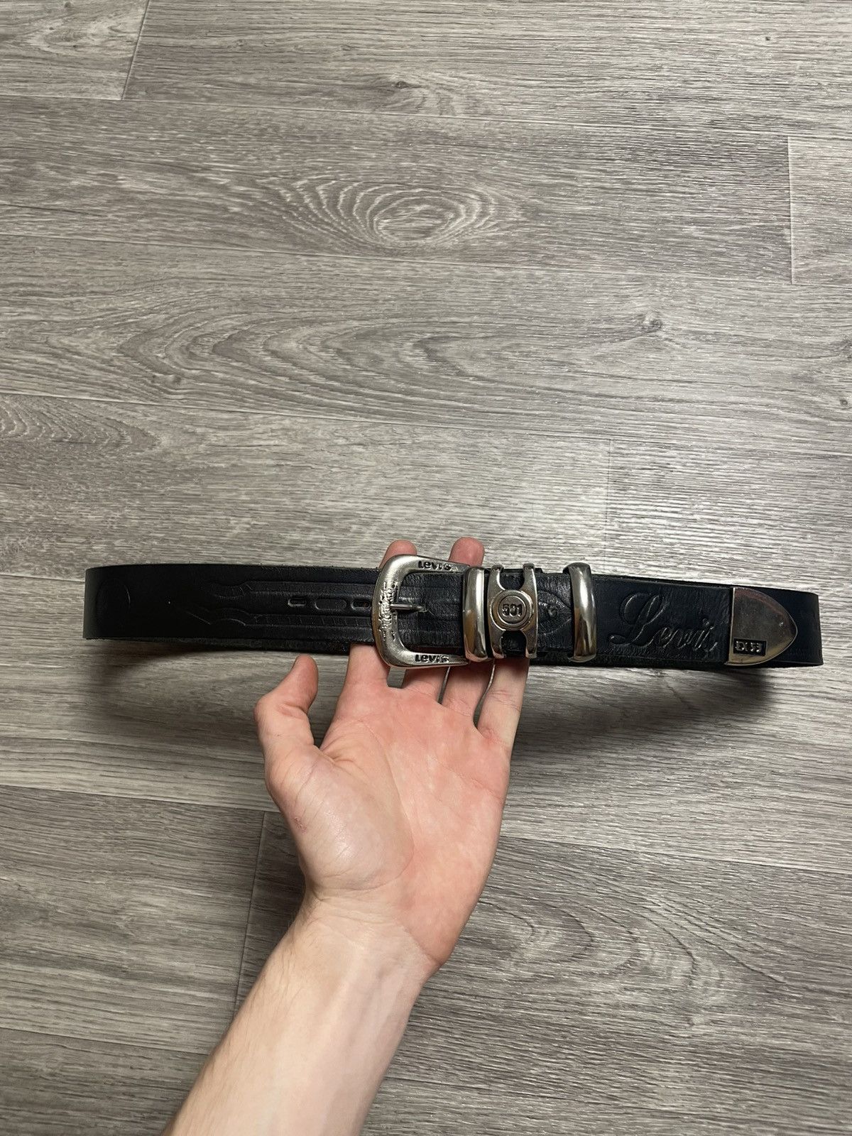 Vintage Levis Black Leather Belt Made In USA