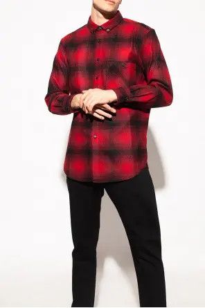 Saint Laurent Paris o1s1wg110824 Oversized Shirt in Checked Wool in Red/Black Size US M / EU 48-50 / 2 - 2 Thumbnail