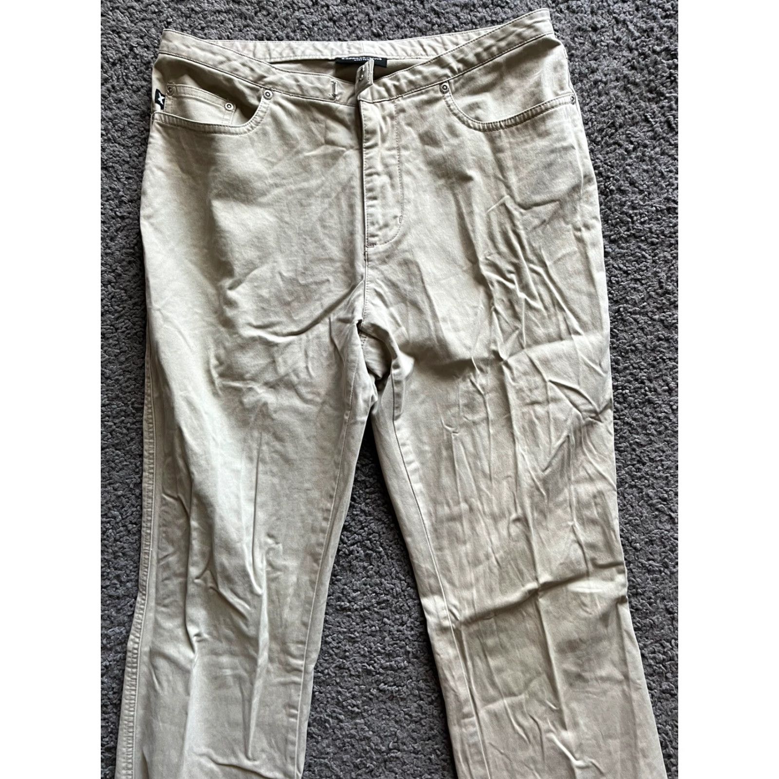 Express Express Stretch X Women Size (Measure 30x31) Beige Twill Flare Pants Size 30" / US 8 / IT 44 - 2 Thumbnail