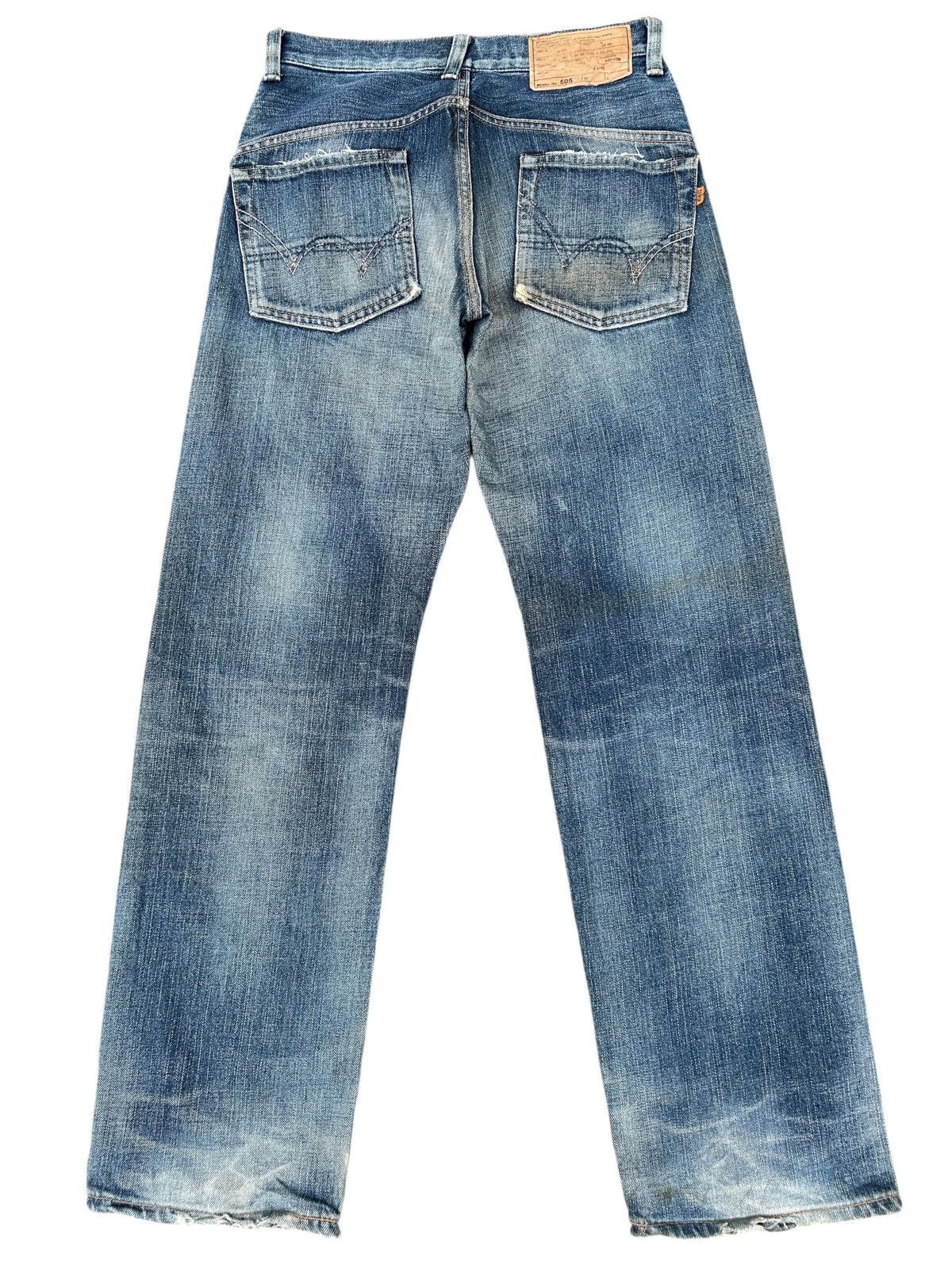 Kapital Vintage Edwin 505 Half Selvedge Distressed Dirty Denim Jeans Size US 30 / EU 46 - 2 Thumbnail