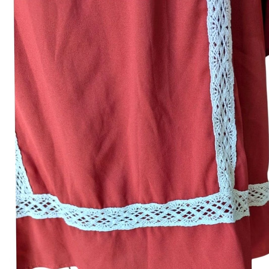 Bell UMGEE Bell Sleeve Mini Shift Dress Small Lace Boho Festival 70'S Retro EUC Size S / US 4 / IT 40 - 4 Thumbnail