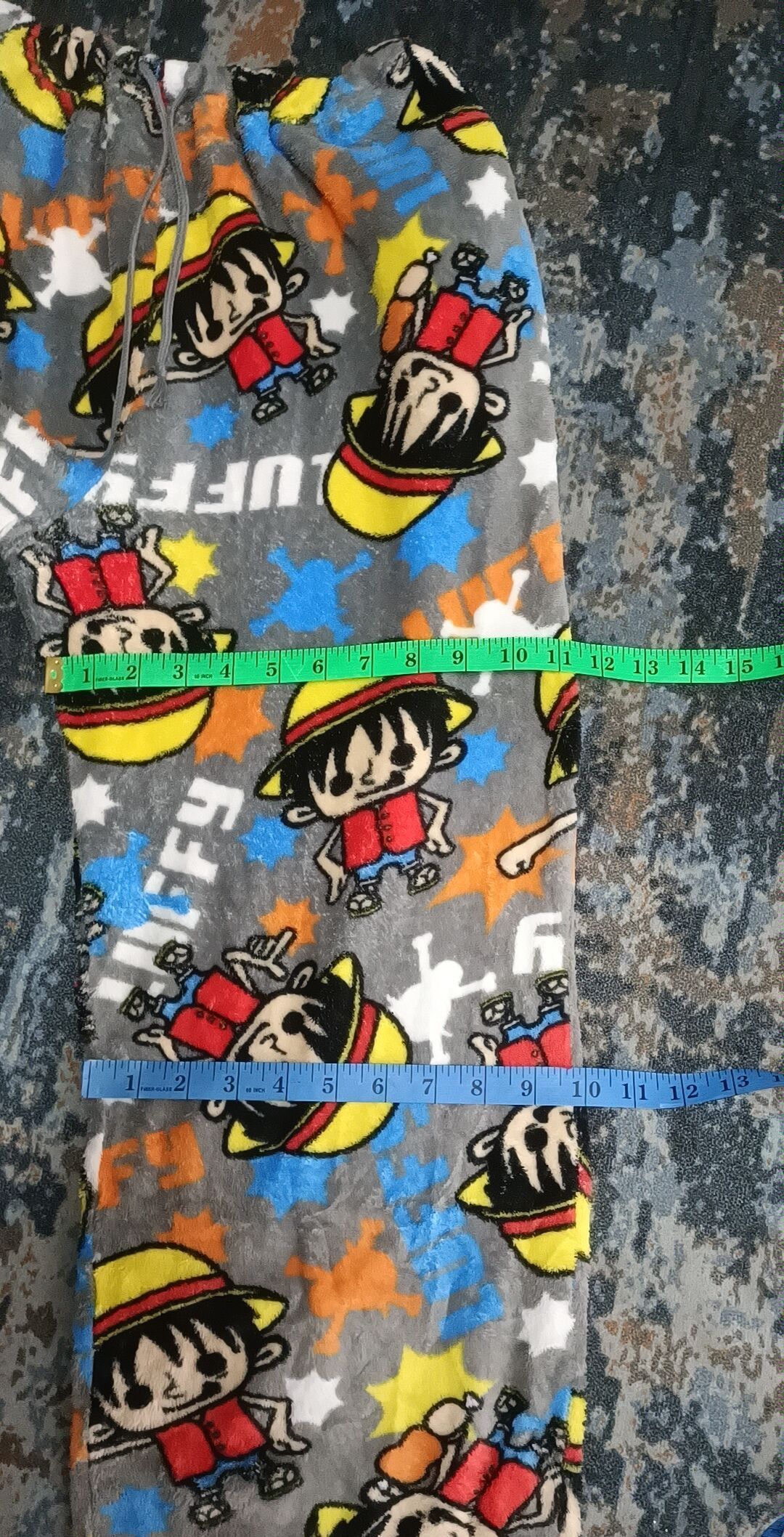 One Piece One Piece D Luffy Over Print Fleece Pants Size US 37 - 11 Thumbnail