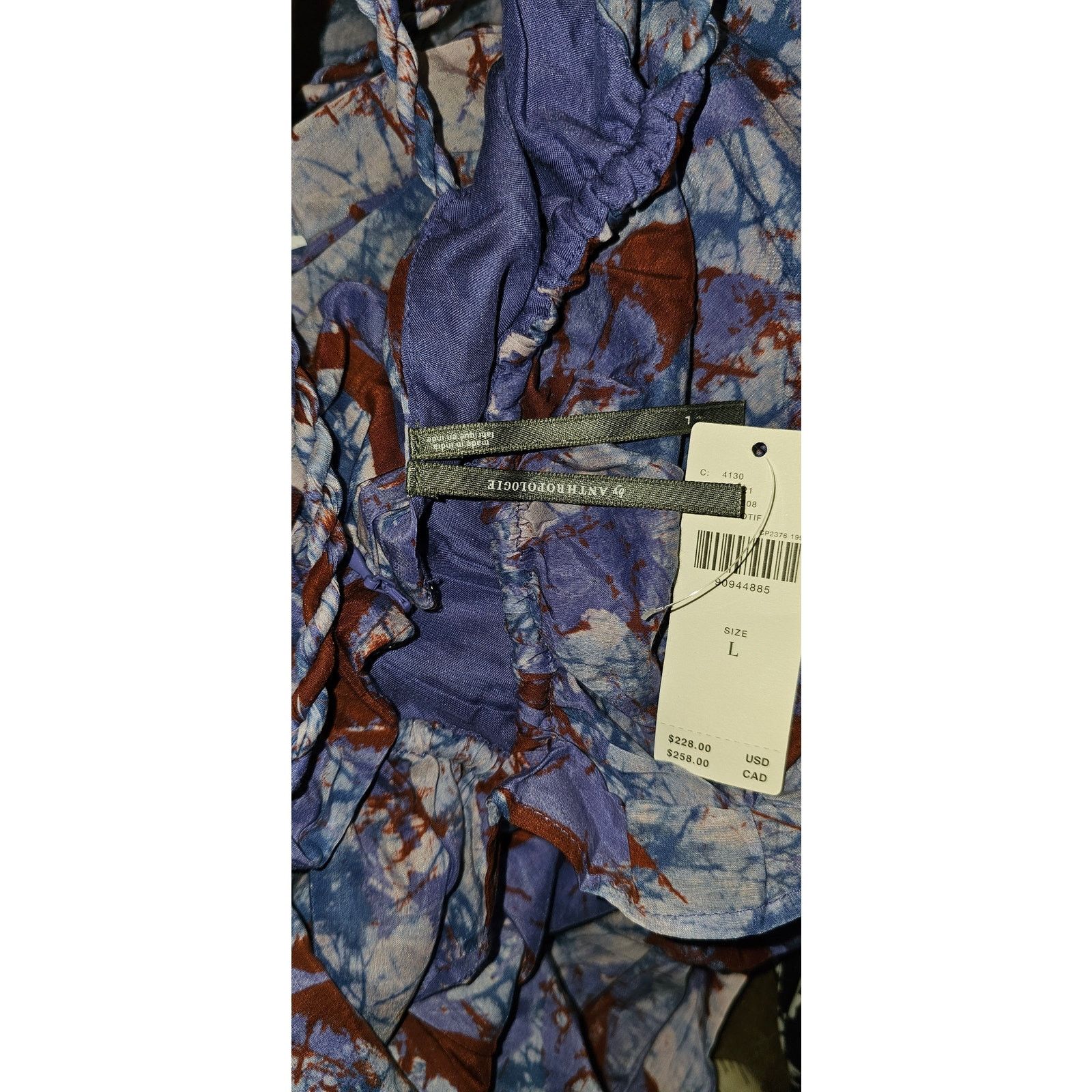 Anthropologie NWT Sleeveless V-Neck A-Line Midi Dress $228 LARGE Blue Size L / US 10 / IT 46 - 5 Thumbnail