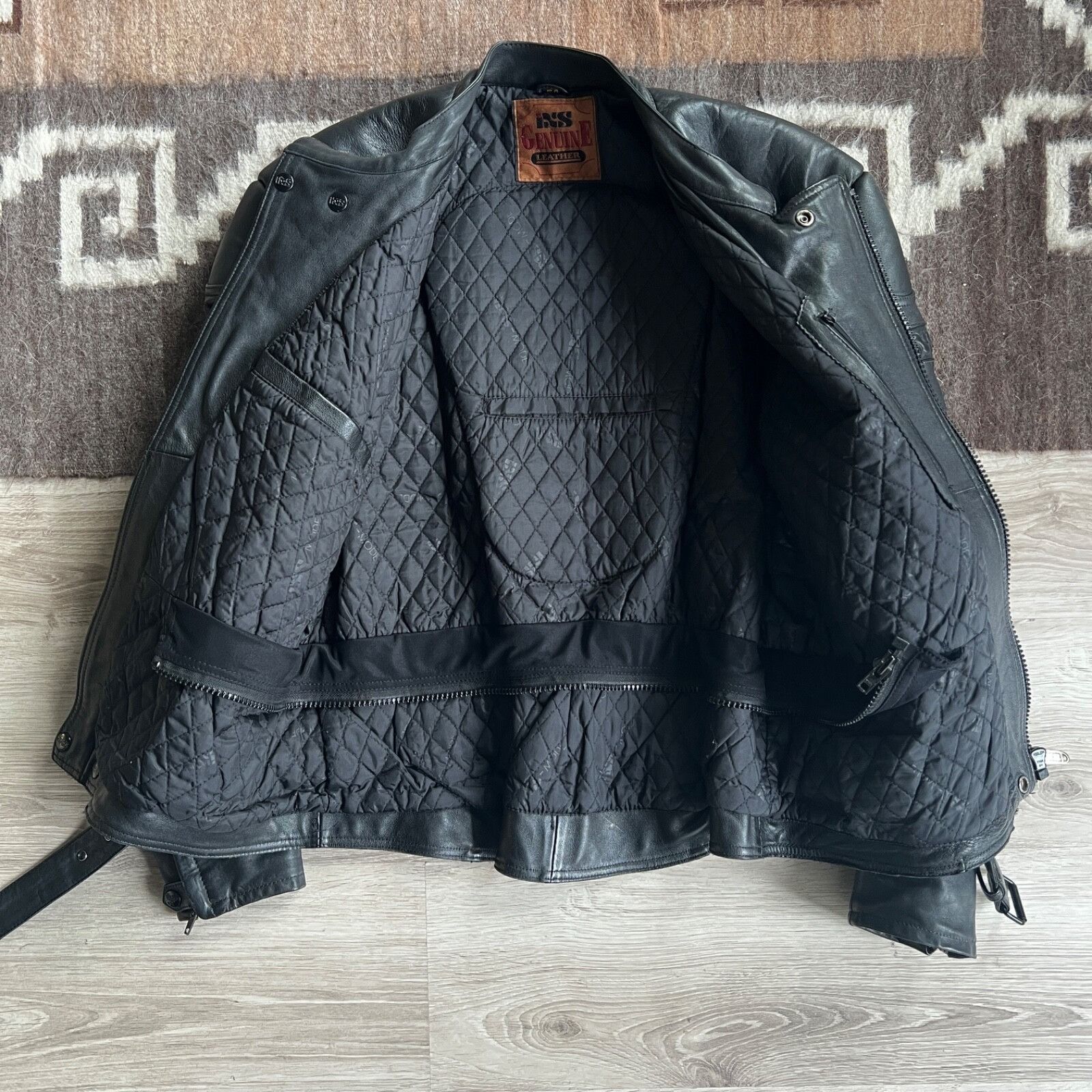 Genuine Leather iXS Vintage Moto Biker Black Real Leather Jacket 8712AC Size US XL / EU 56 / 4 - 6 Thumbnail