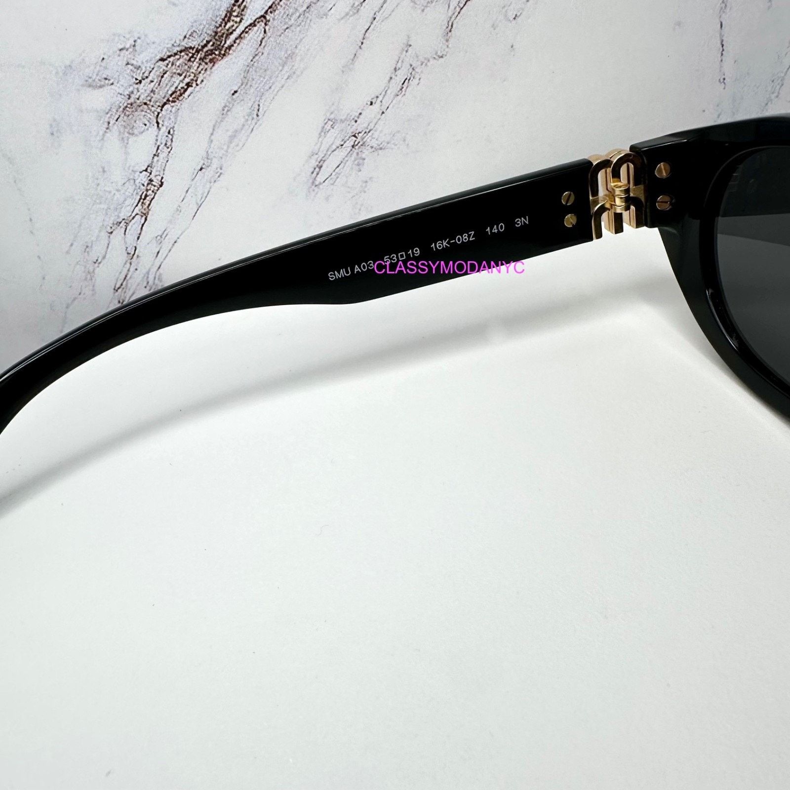 Miu Miu MIU MIU Sunglasses Black Gold Rectangle Cat Eye Authentic Size ONE SIZE - 11 Thumbnail