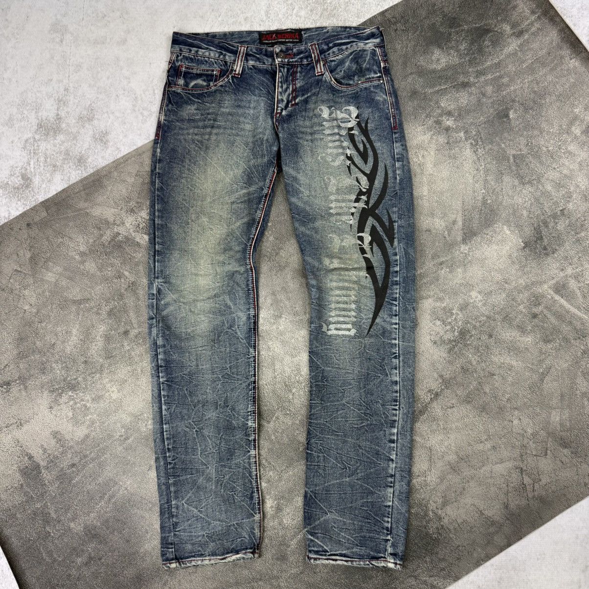 Japanese Brand Jack Serika punk artist riot light wash denim jeans Size US 34 / EU 50 - 1 Thumbnail