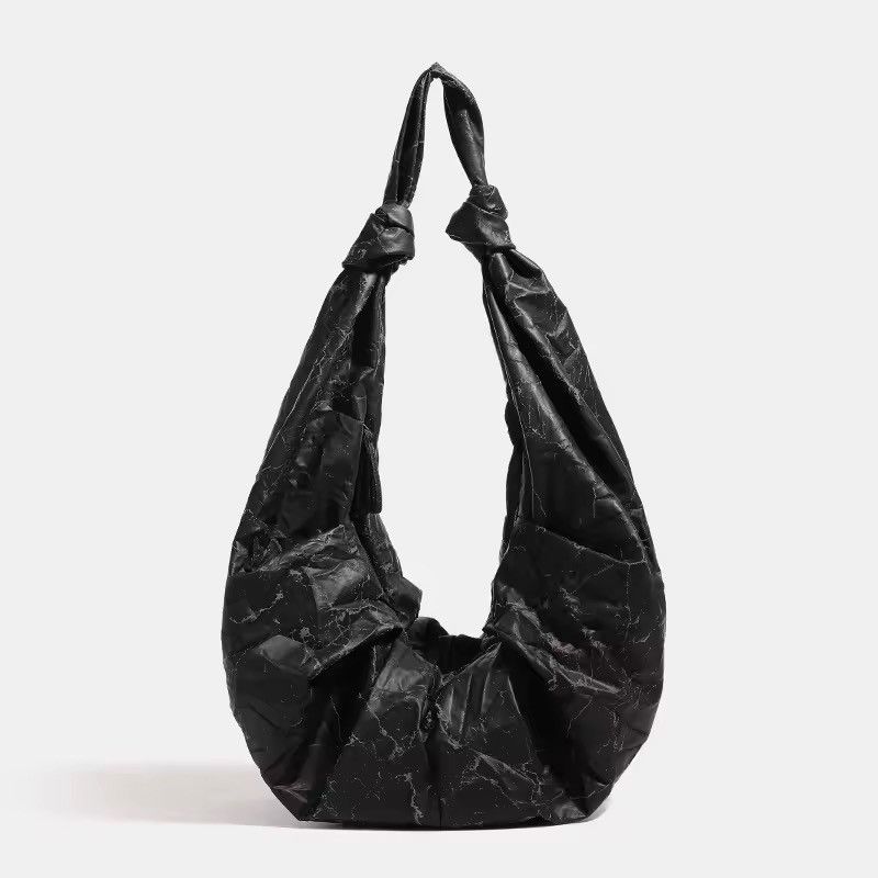Designer Streetwear Design Moto Biker Large Capacity Shoulder Bag in Black, Women's