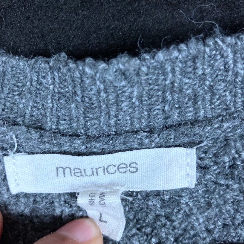 Vintage Maurices Womens Sweater Dark Gray Lightweight Waffle Knit Pullover L Size L / US 10 / IT 46 - 6 Thumbnail