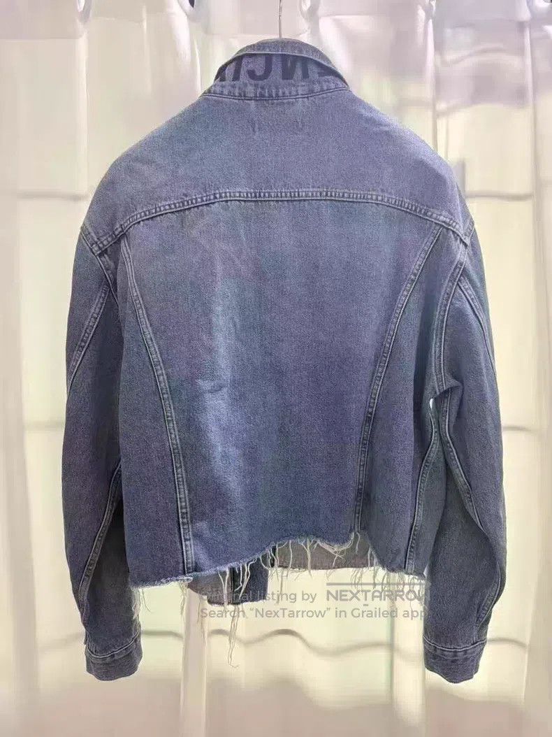 Balenciaga Balenciaga Blue Distressed Fringe Collar Embroidered Logo Size L / US 10 / IT 46 - 2 Thumbnail