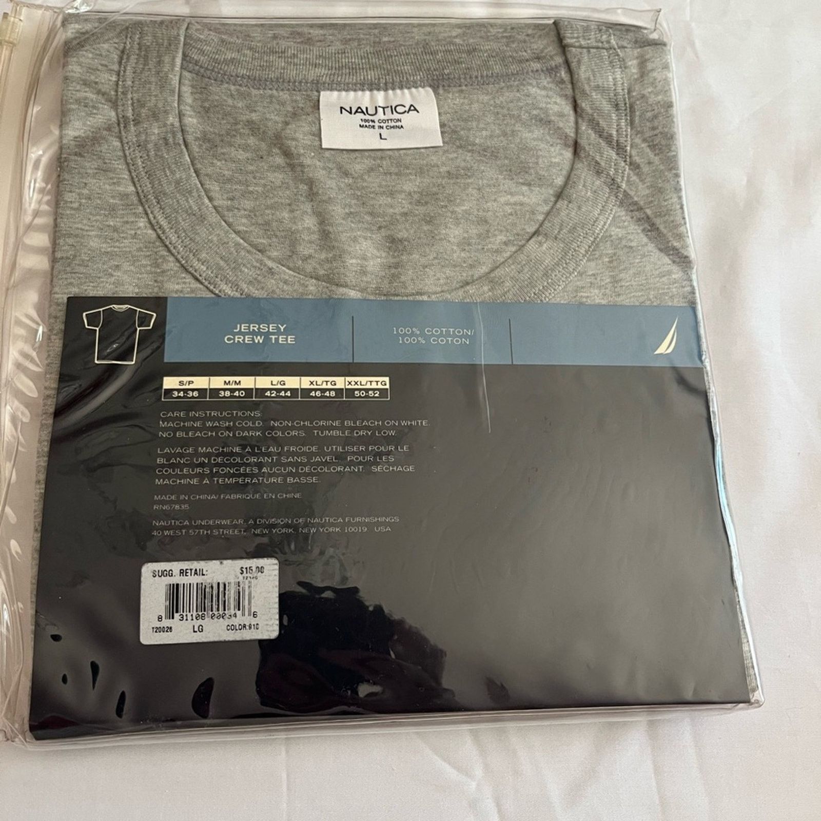 Nautica NWT Nautica Crew T Shirt Mens Jersey Gray One Pack Size L Size US L / EU 52-54 / 3 - 3 Thumbnail