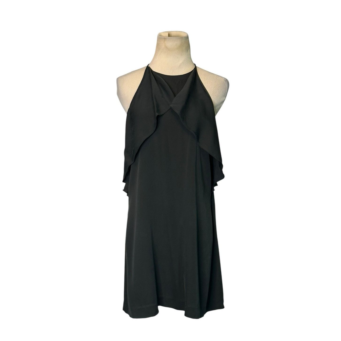 Theory Theory Black Silk Ruffle Open Back Slip Halter Dress Size 2 Size XS / US 0-2 / IT 36-38 - 1 Thumbnail