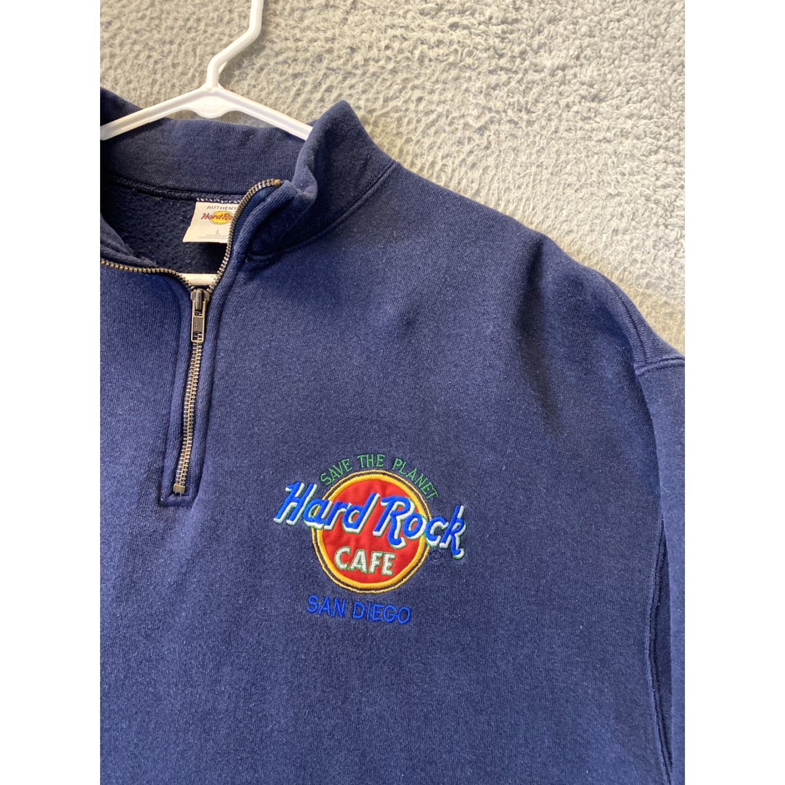 Hard Rock Cafe VINTAGE Hard Rock Cafe Jacket Fleece Pullover 3/4 Zip Mens Blue L Embroidered Logo San Diego 102-12 Size US L / EU 52-54 / 3 - 2 Thumbnail