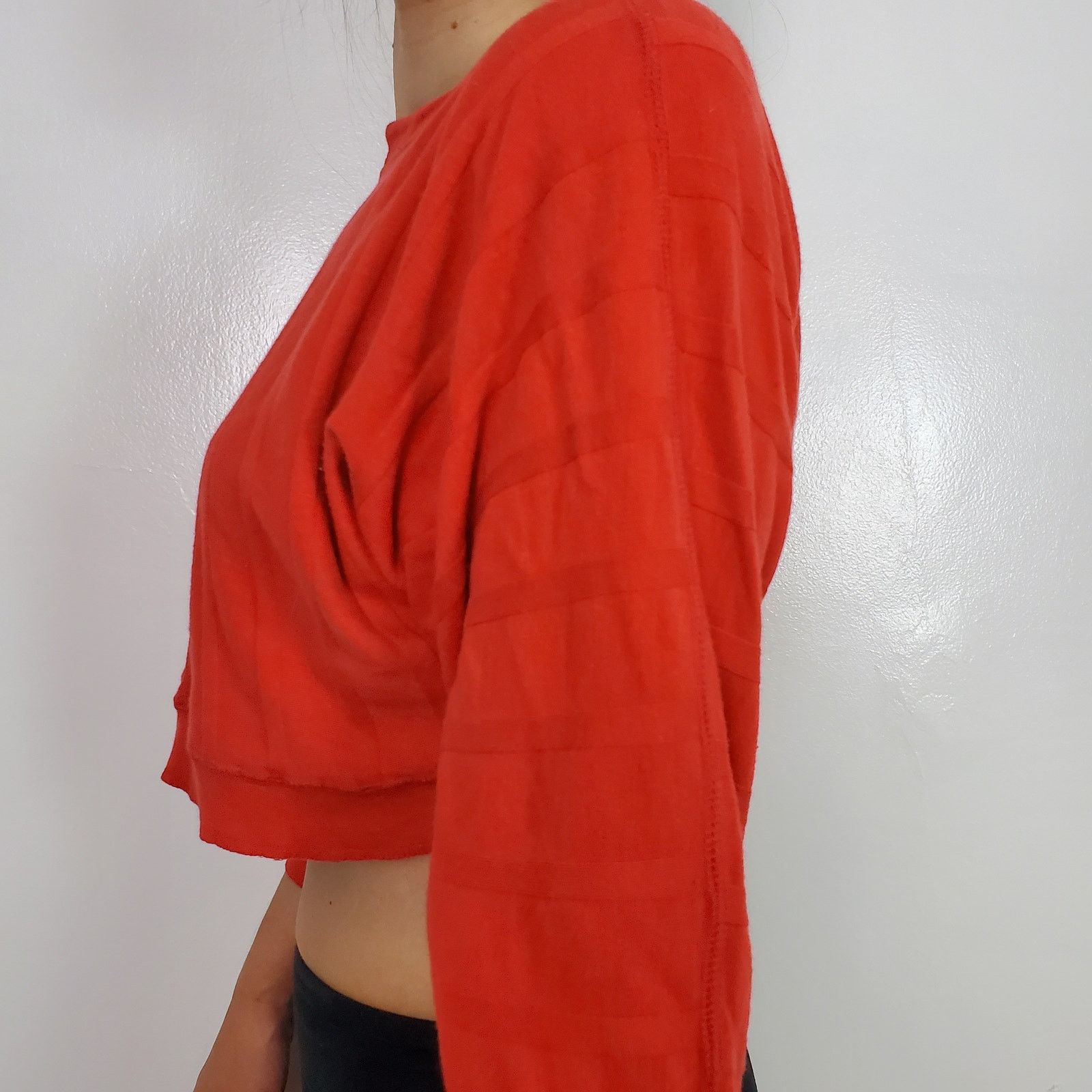 Other Vintage Lizwear Red Cotton Crop Top Long Sleeve Shirt M Size M / US 6-8 / IT 42-44 - 2 Thumbnail
