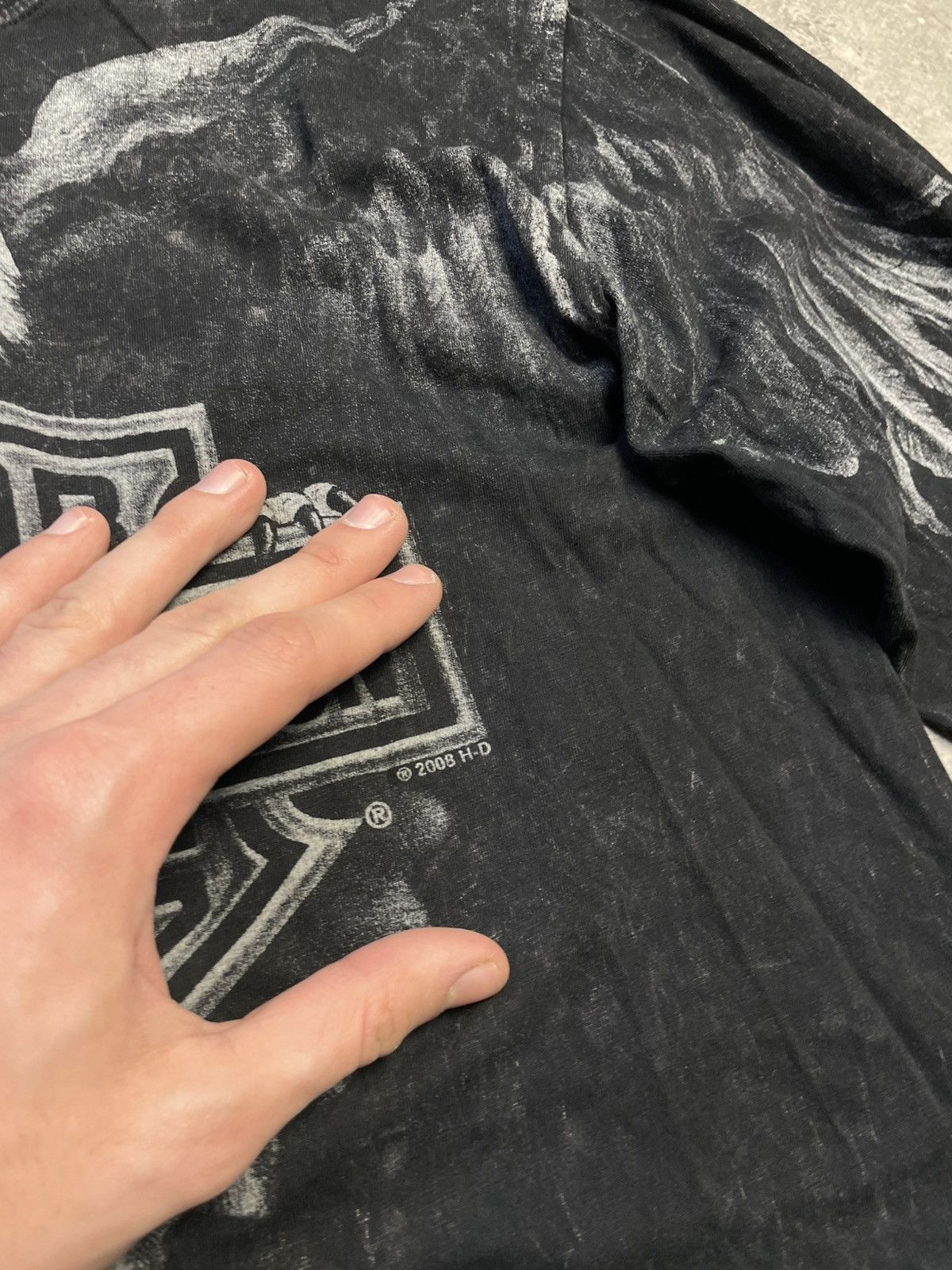 Harley Davidson Harley Davidson Acid Wash Long Sleeve Graphic Tee Eagle Size US M / EU 48-50 / 2 - 7 Thumbnail