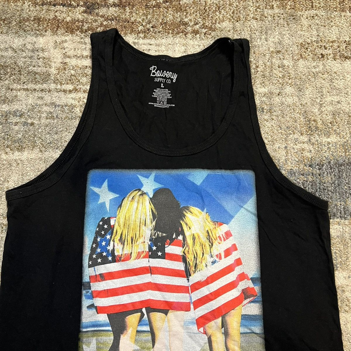 Bowery NEW 3 Girls Flag Tank Top size large black Size US L / EU 52-54 / 3 - 4 Thumbnail