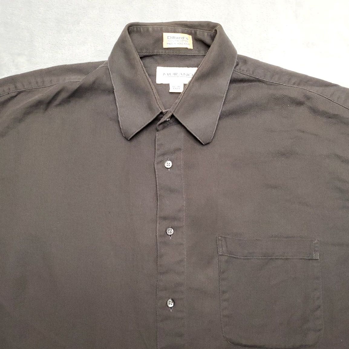 Dillard's VINTAGE Dillards Murano Shirt Mens 17 Tall Black Thick Twill Button Casual Work Size US XL / EU 56 / 4 - 3 Thumbnail