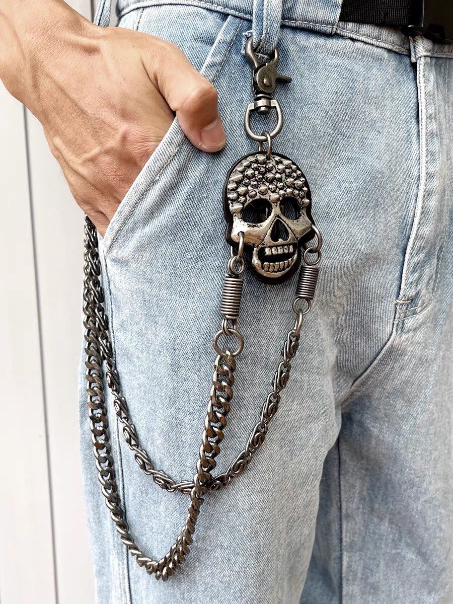 Japanese Brand Fashion double layer skull keychain pocket chain punk gothic Size ONE SIZE - 1 Thumbnail