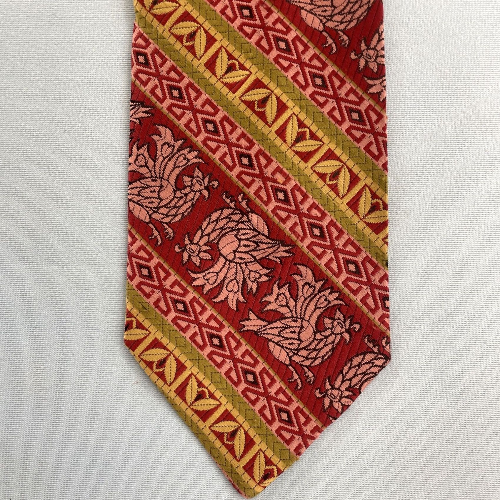 Vintage Vtg Wide Necktie 4.3x58" Kipper Tie Handmade Jacquard Rooster Rockabilly Woven Capsule Tie Size ONE SIZE - 3 Thumbnail