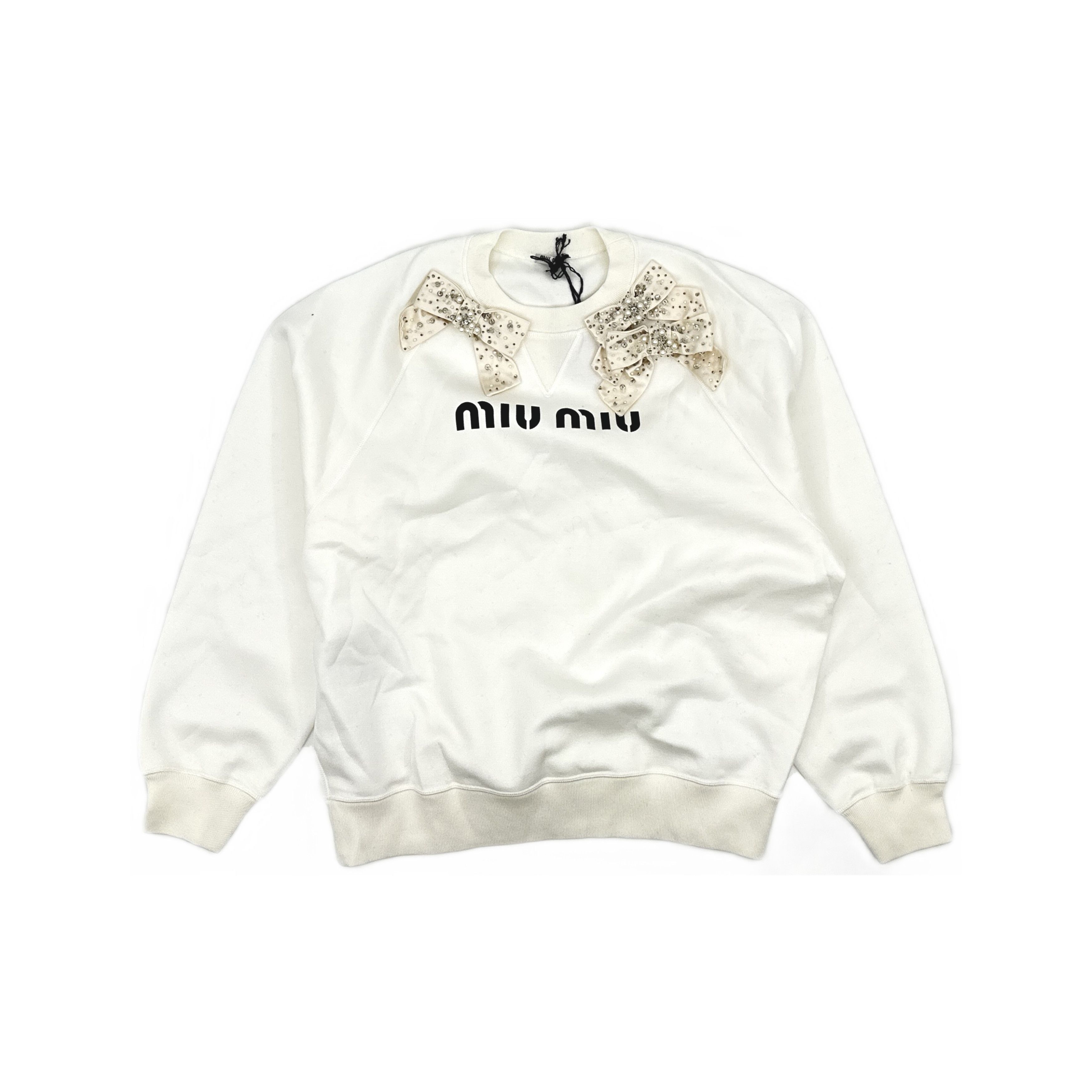 Miu Miu Miu Miu Embellished Bow Logo Sweatshirt XS Size XS / US 0-2 / IT 36-38 - 1 Thumbnail