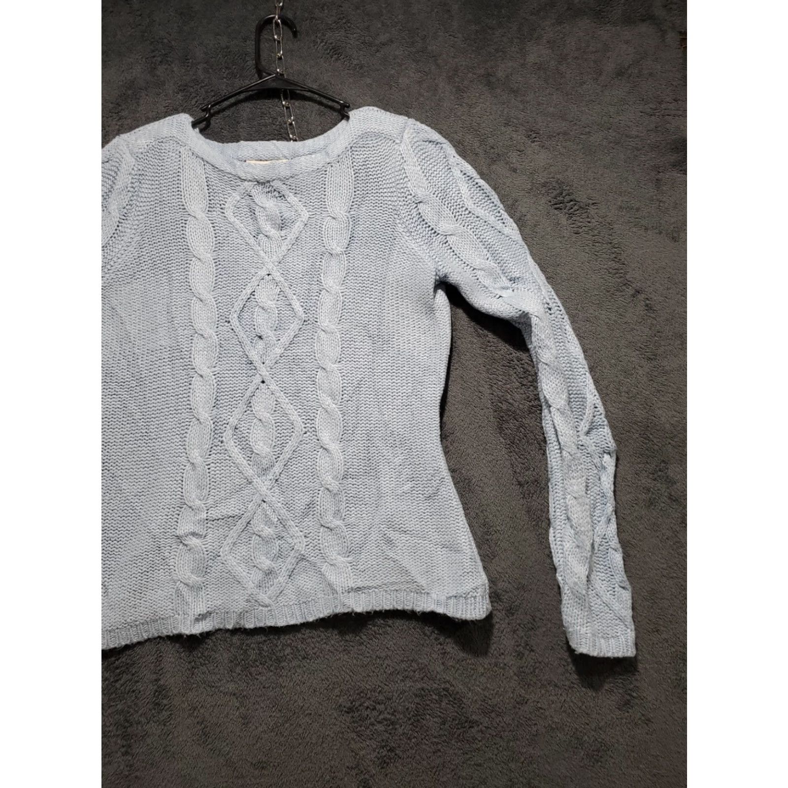 Vintage St. John's Bay Sweater Womens Cable Knit Pullover Long Sleeve Crew Neck Light Blue Size L Size L / US 10 / IT 46 - 4 Thumbnail