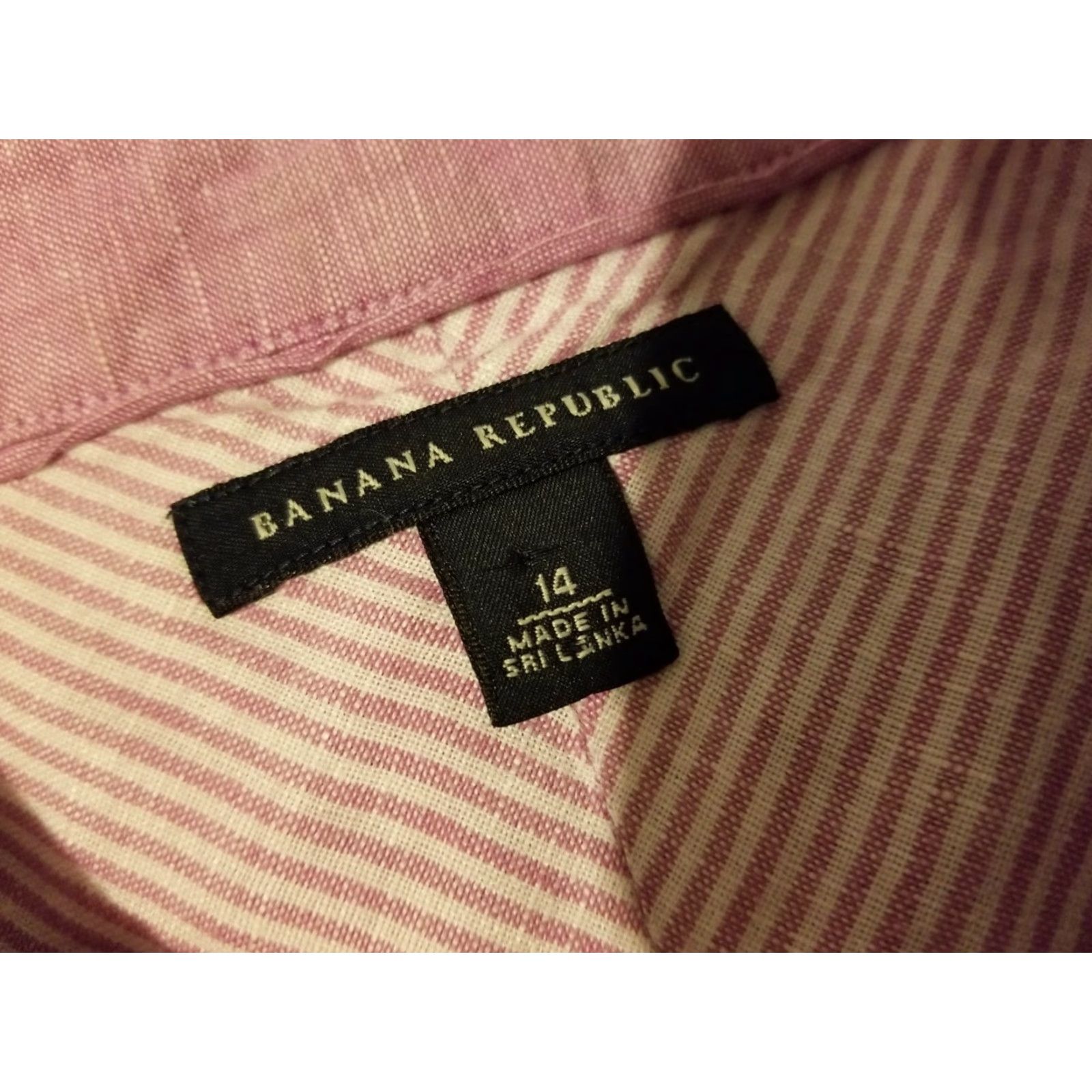 Banana Republic Womens Banana Republic Blouse Shirt 14 Purple Cotton Linen Button Dress? Size XL / US 12-14 / IT 48-50 - 4 Thumbnail