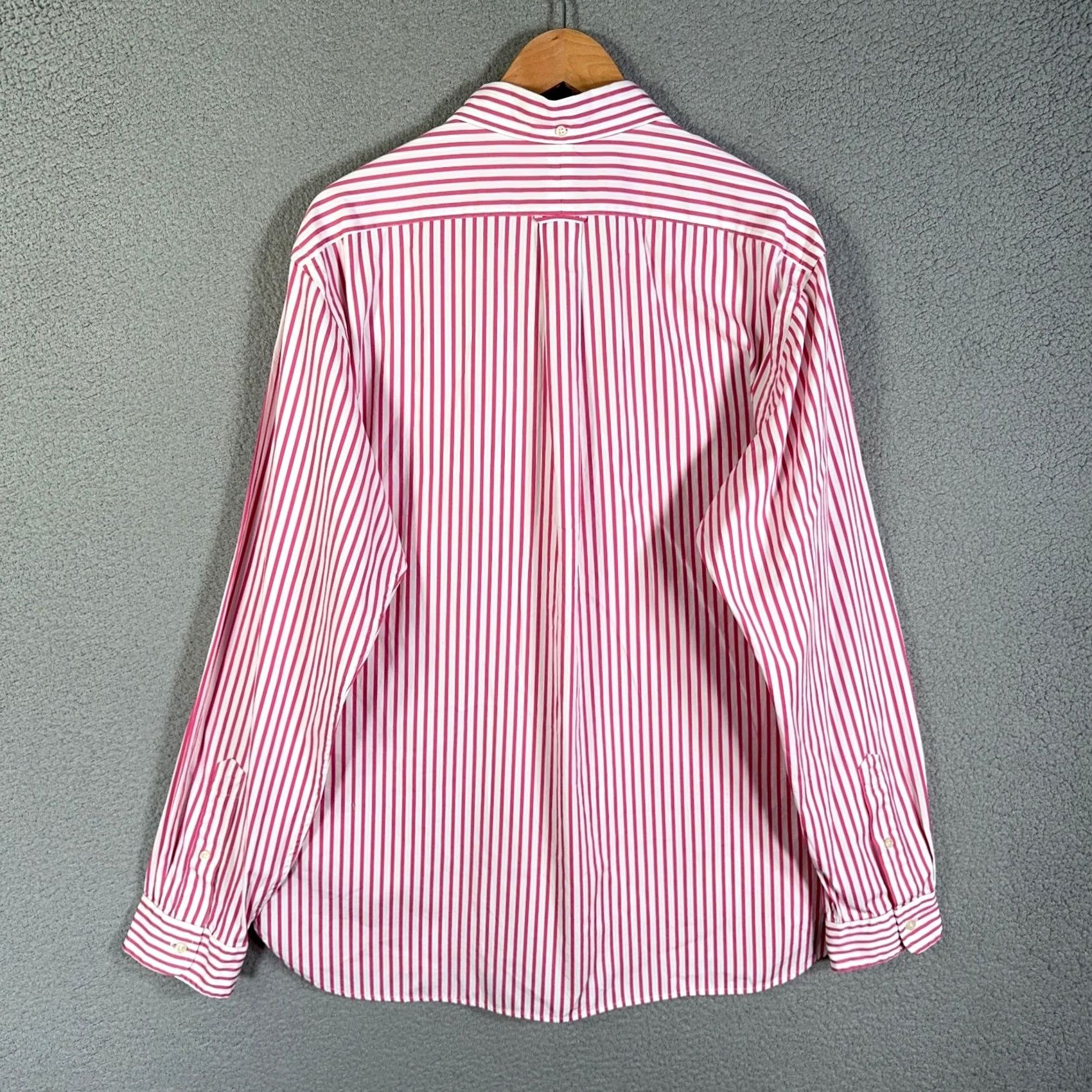 Polo Ralph Lauren Polo Ralph Lauren Poplin Shirt Men XL Pink White Stripe Custom Fit Shirt Long Sleeve Button-Up Collared Crafted with Cotton, Preppy Theme Mens Size US XL / EU 56 / 4 - 3 Thumbnail