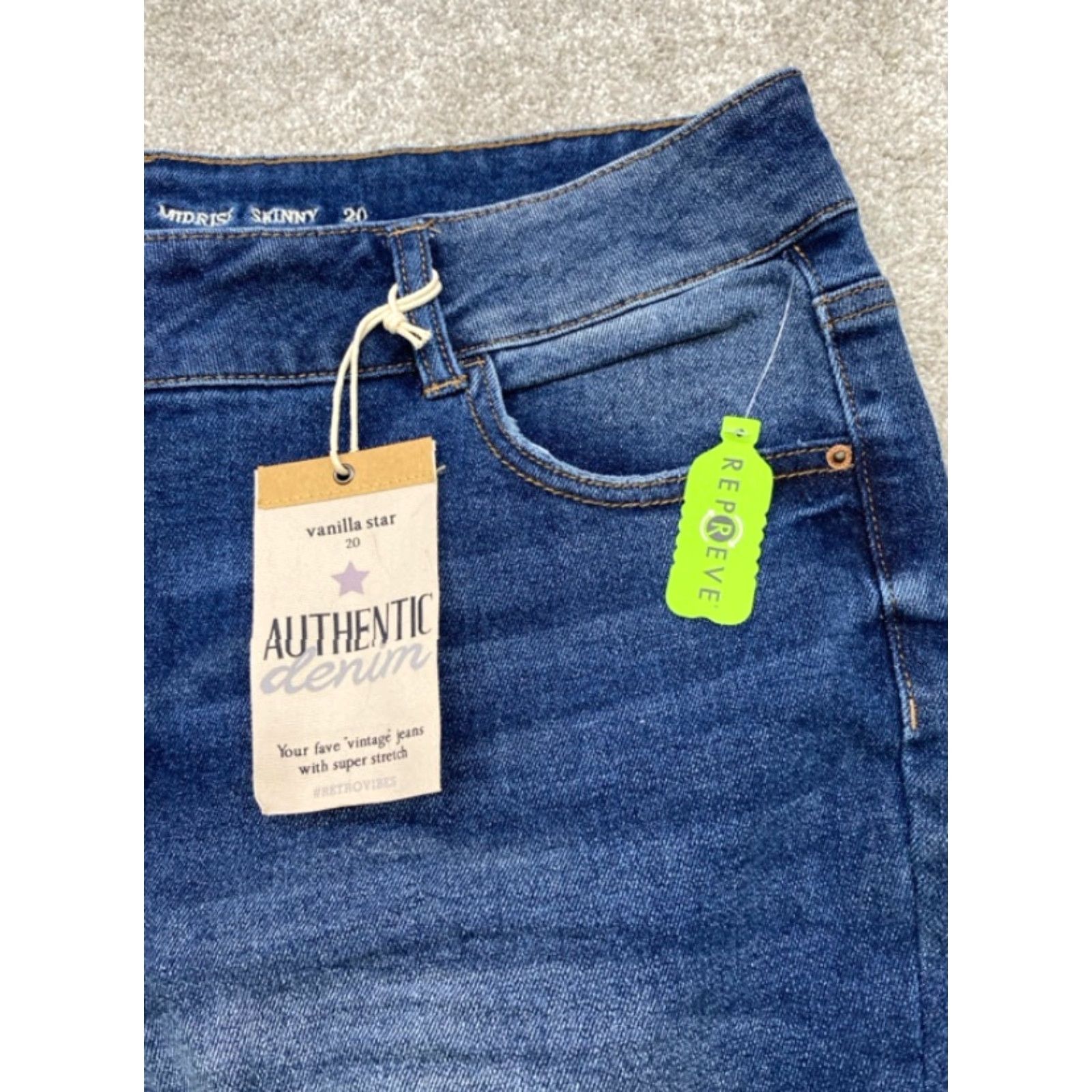 Vintage NWT Vanilla Star Jeans Women's Size 20 Blue Denim Stretch Skinny Distressed NEW Size 42" / US 20 - 7 Thumbnail