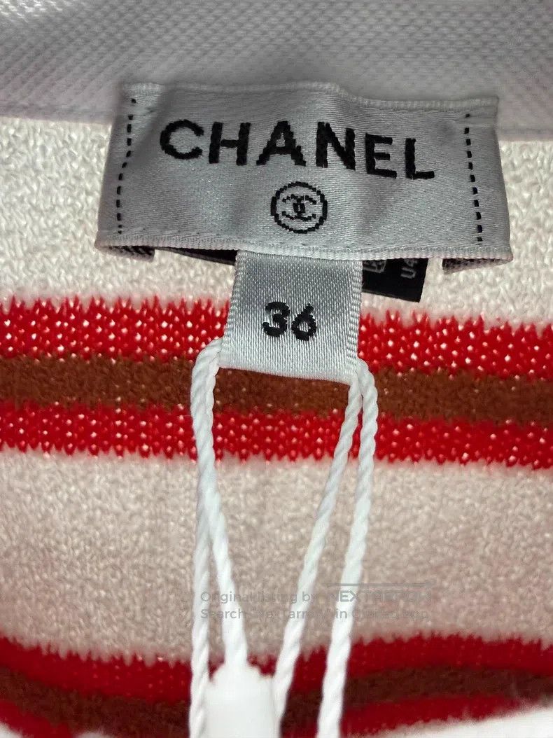 Chanel Chanel Striped cotton polo collar short sleeves Size XS / US 0-2 / IT 36-38 - 4 Thumbnail
