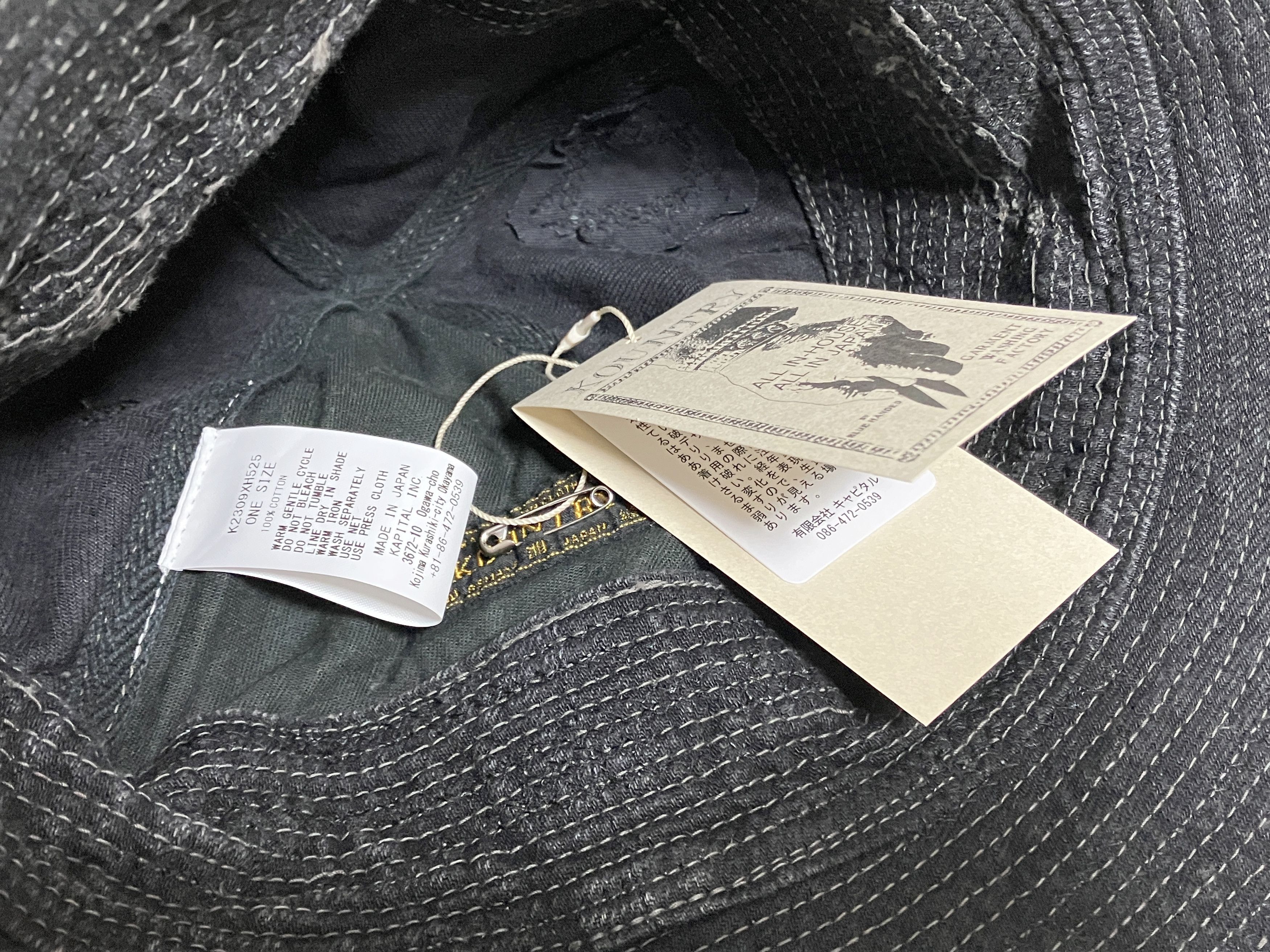 Kapital Kapital 11.5oz old man and sea crash damage black denim hat Size ONE SIZE - 12 Thumbnail