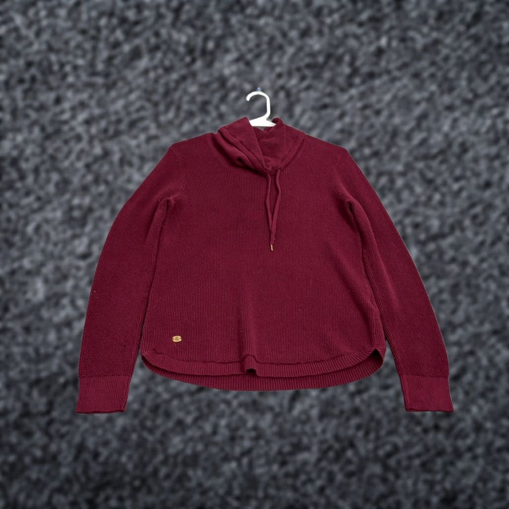 Ralph Lauren Lauren Ralph Lauren Sweater Womens L Burgundy Cotton Cowl Neck Knit Pullover Size L / US 10 / IT 46 - 1 Thumbnail