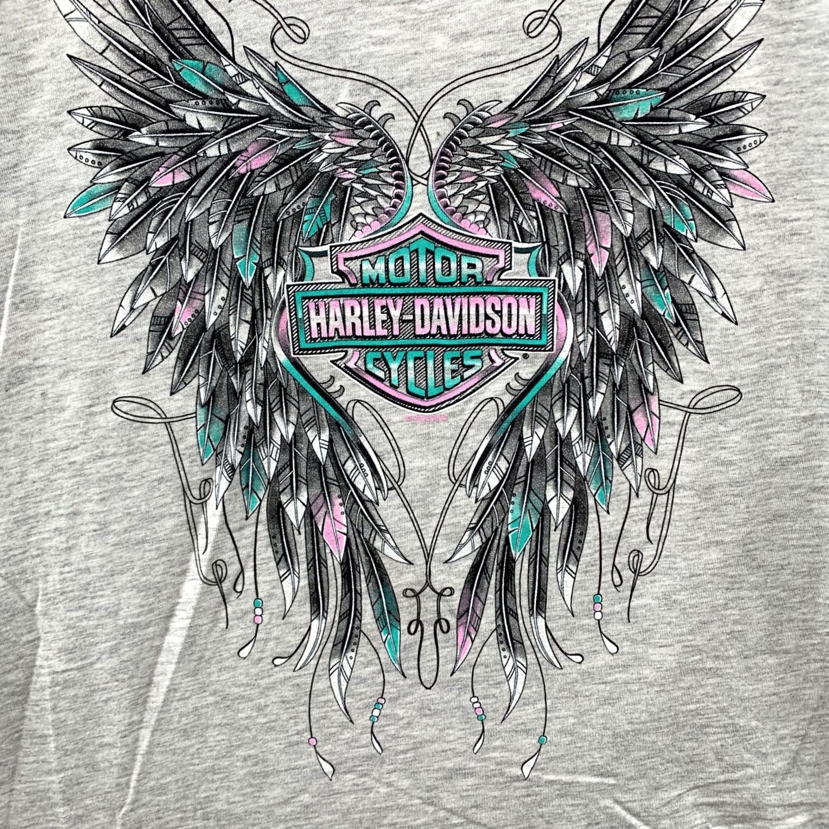 Harley Davidson Harley-Davidson Motorcycle Shirt Womens Large Top Gray WINGS V Neck 18X23.5 Size L / US 10 / IT 46 - 6 Thumbnail