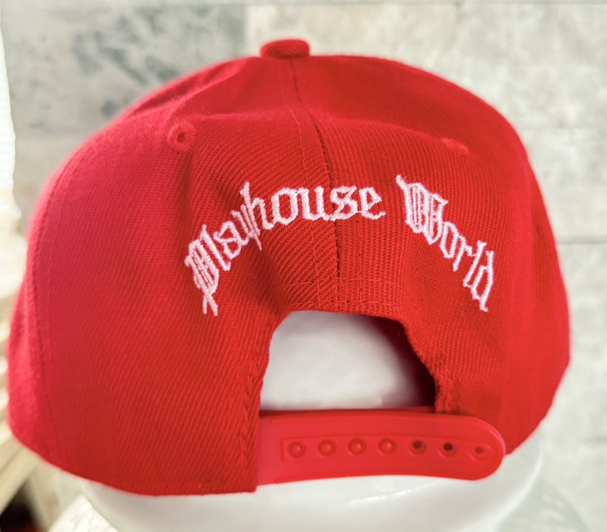 Other “Play House World” Custom Snapback Red/White Unisex Cap Size ONE SIZE - 4 Thumbnail