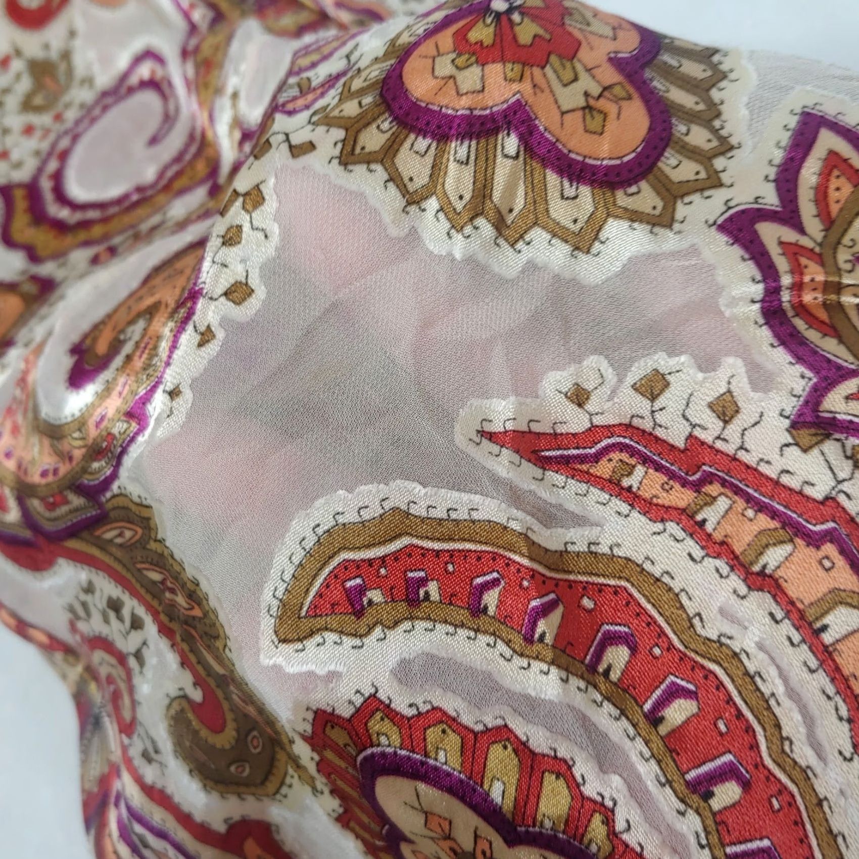 Vintage VINTAGE Ulla Popken Blouse Plus Size 20/22 Blouse Brown Paisley Bell Sleeve Rayon Silk Boho Bohemia Eccentric Womens Size 3XL / US 20-22 - 7 Thumbnail