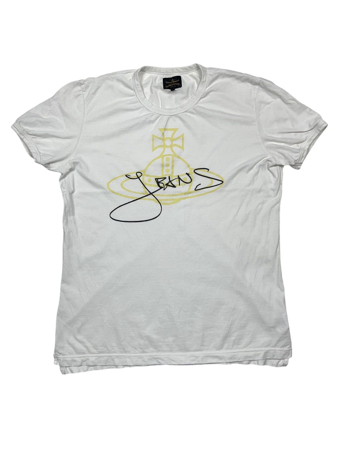 Vintage × Vivienne Westwood Vintage Vivienne Westwood Jesus Anglomania Gold Orb T-shirt Size US XL / EU 56 / 4 - 1 Thumbnail