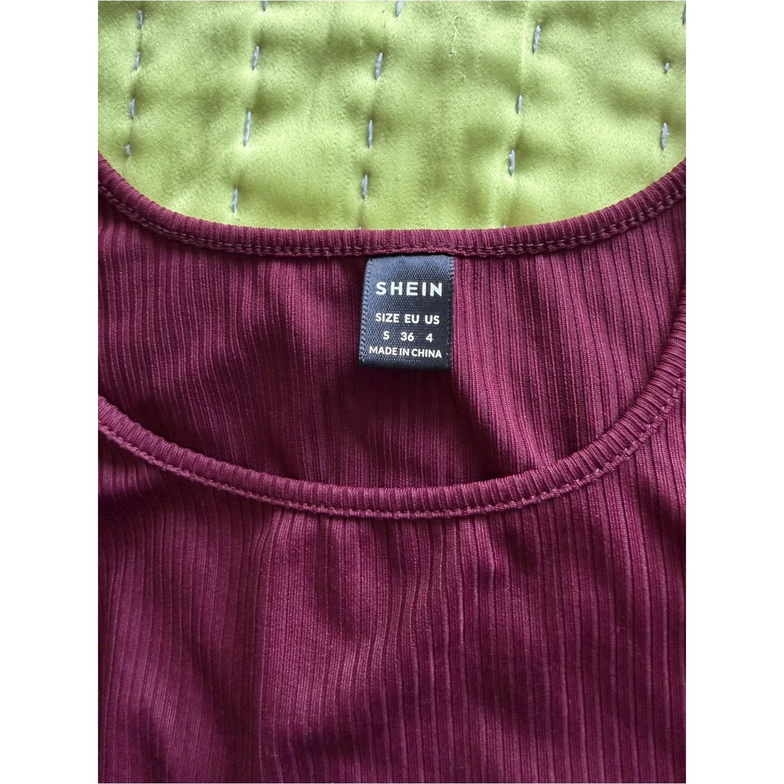Shein SHEIN Maroon Ribbed Crop Tank Top Size Small EUC Size S / US 4 / IT 40 - 4 Thumbnail