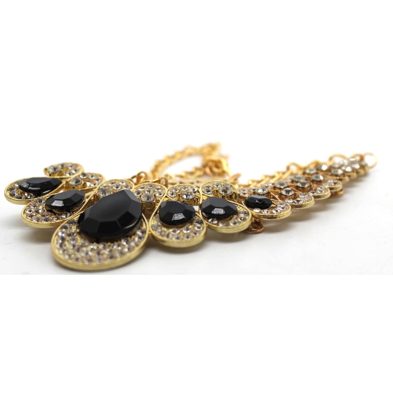 Other Black & Clear Rhinestone Goldtone Necklace Earring Set Size ONE SIZE - 2 Thumbnail