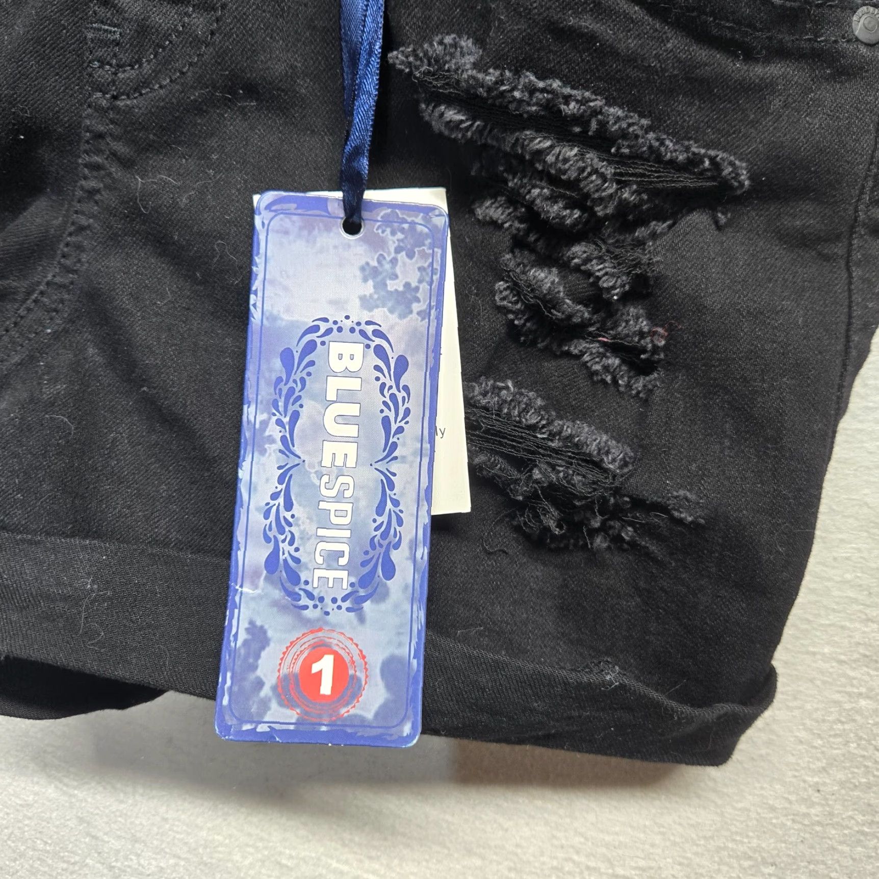 Denime Blue Spice Juniors Black Denim Overalls Size 1 Distressed Pockets Suspenders Womens Size 25" / US 0 / IT 36 - 2 Thumbnail