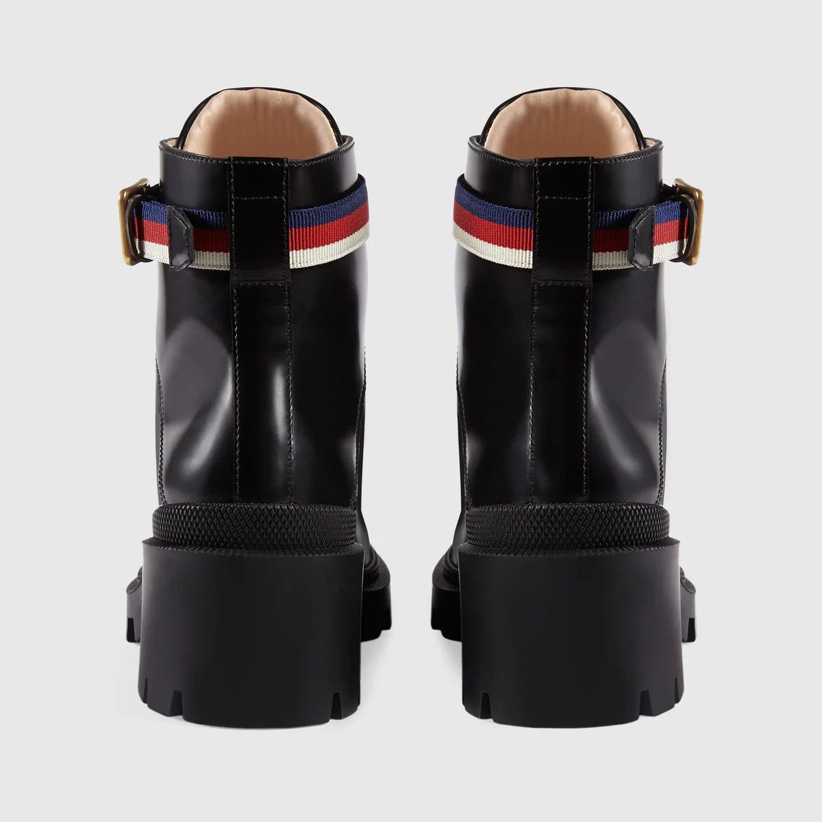 Gucci o1s1wg110225 Leather Ankle Boots With Sylvie Web in Black Size US 5 / IT 35 - 4 Thumbnail