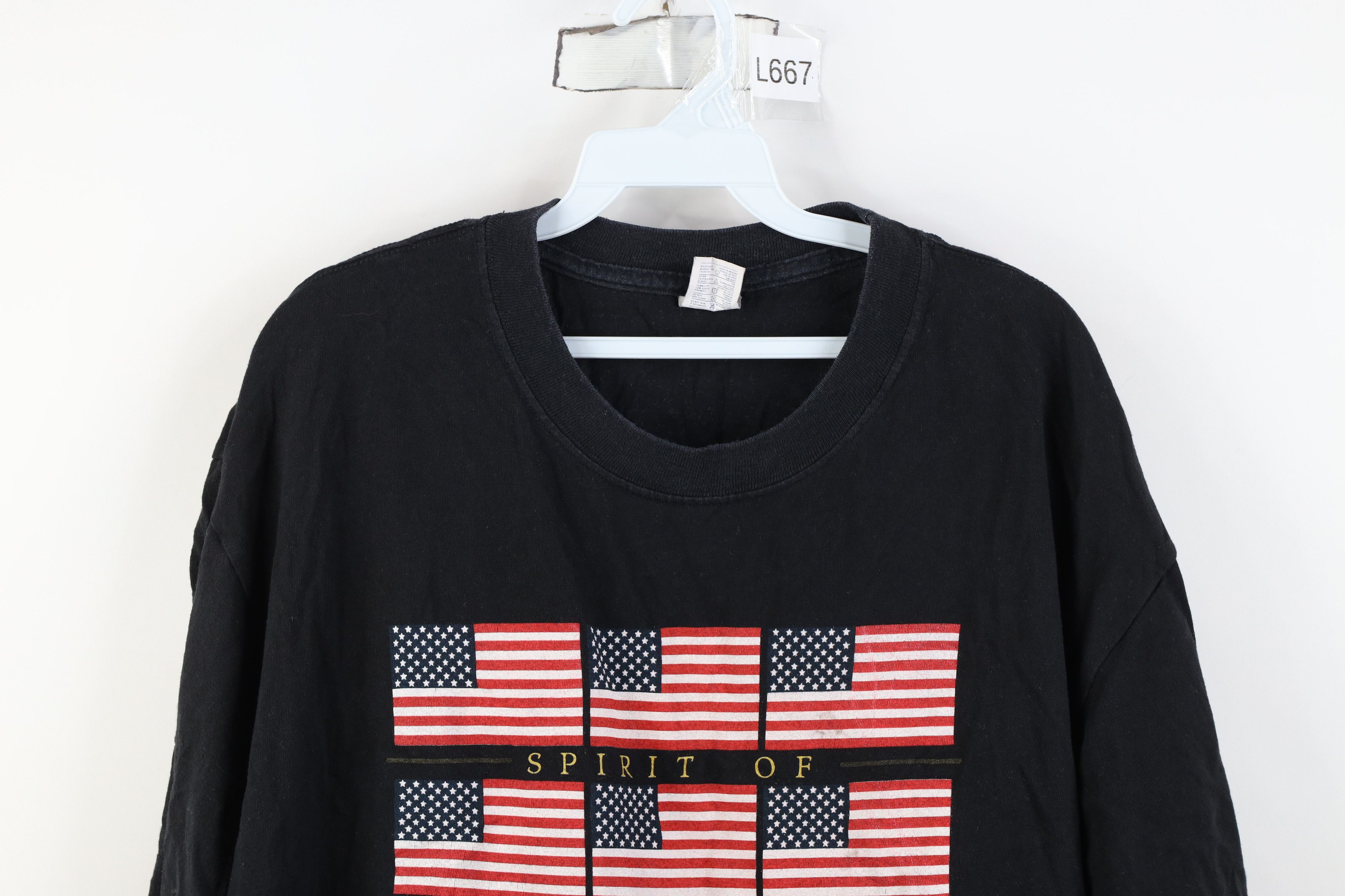 Vintage Vintage 90s Streetwear Spirit of America USA Flag T-Shirt Size US XL / EU 56 / 4 - 2 Thumbnail