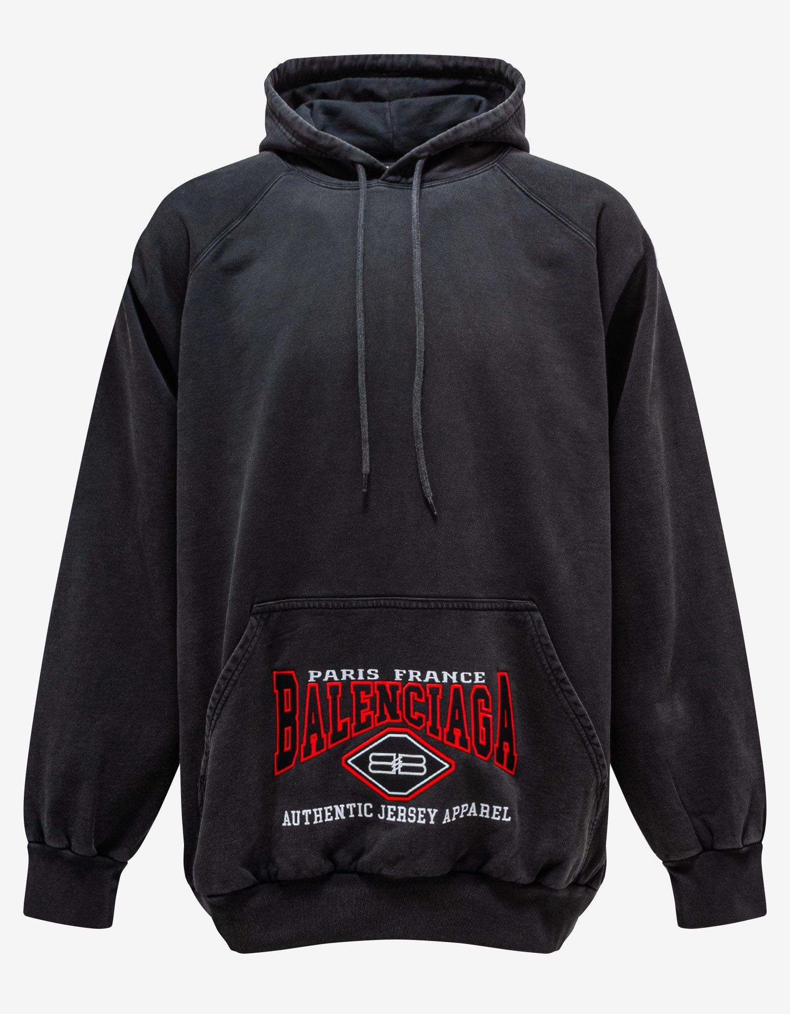 Wash Black Logo Embroidery Oversized Hoodie