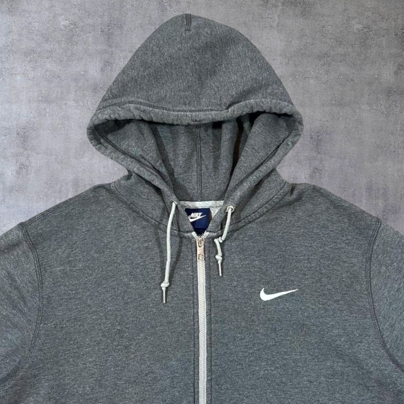 Nike Nike Hoodie Grey Zip Embroidered Mini Swoosh Logo Classic Basic XL Mens Size US XL / EU 56 / 4 - 3 Thumbnail