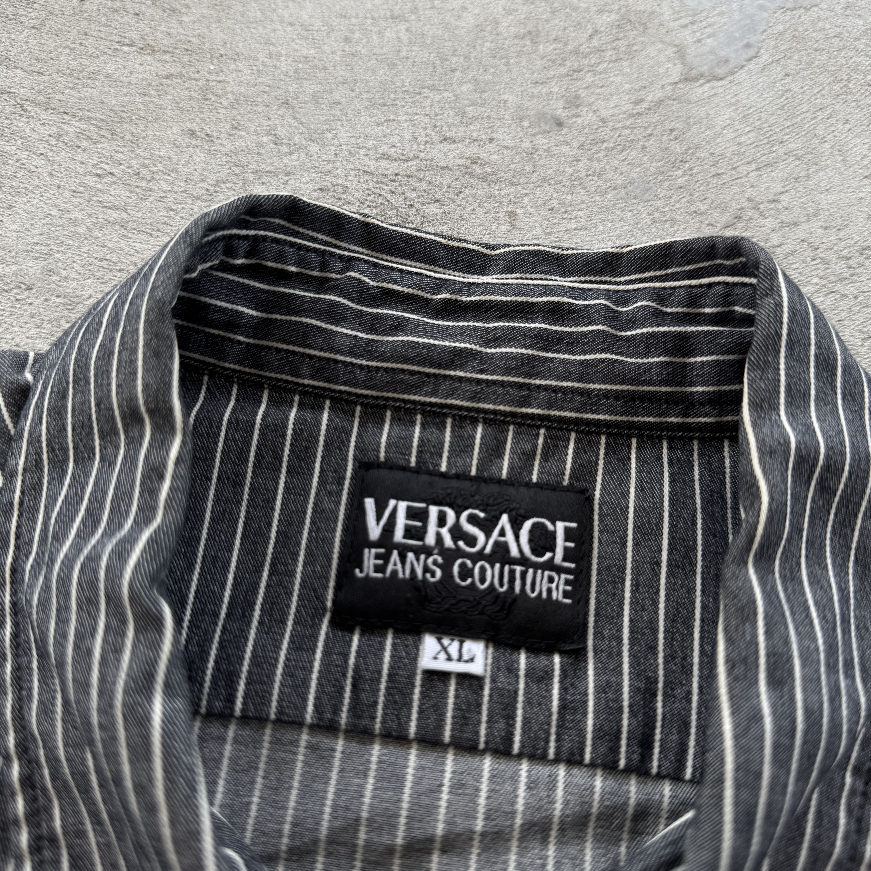 Versace Vintage 90s Versace Jeans Couture Striped Button Ups Shirt Size US XL / EU 56 / 4 - 5 Thumbnail