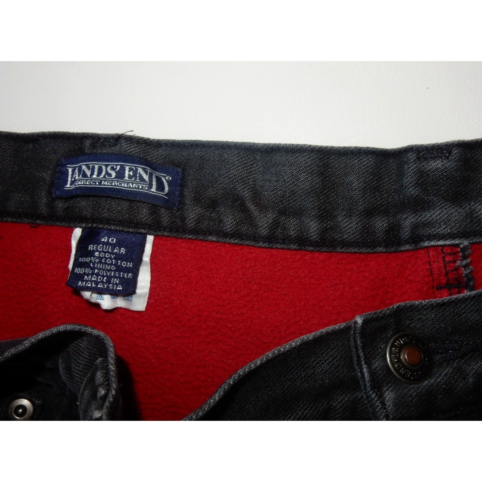 Lands' End Lands' End Men's Fleece Lined Black Denim Jeans Size 40x31 Straight Fit Casual Pants Size US 40 / EU 56 - 5 Thumbnail