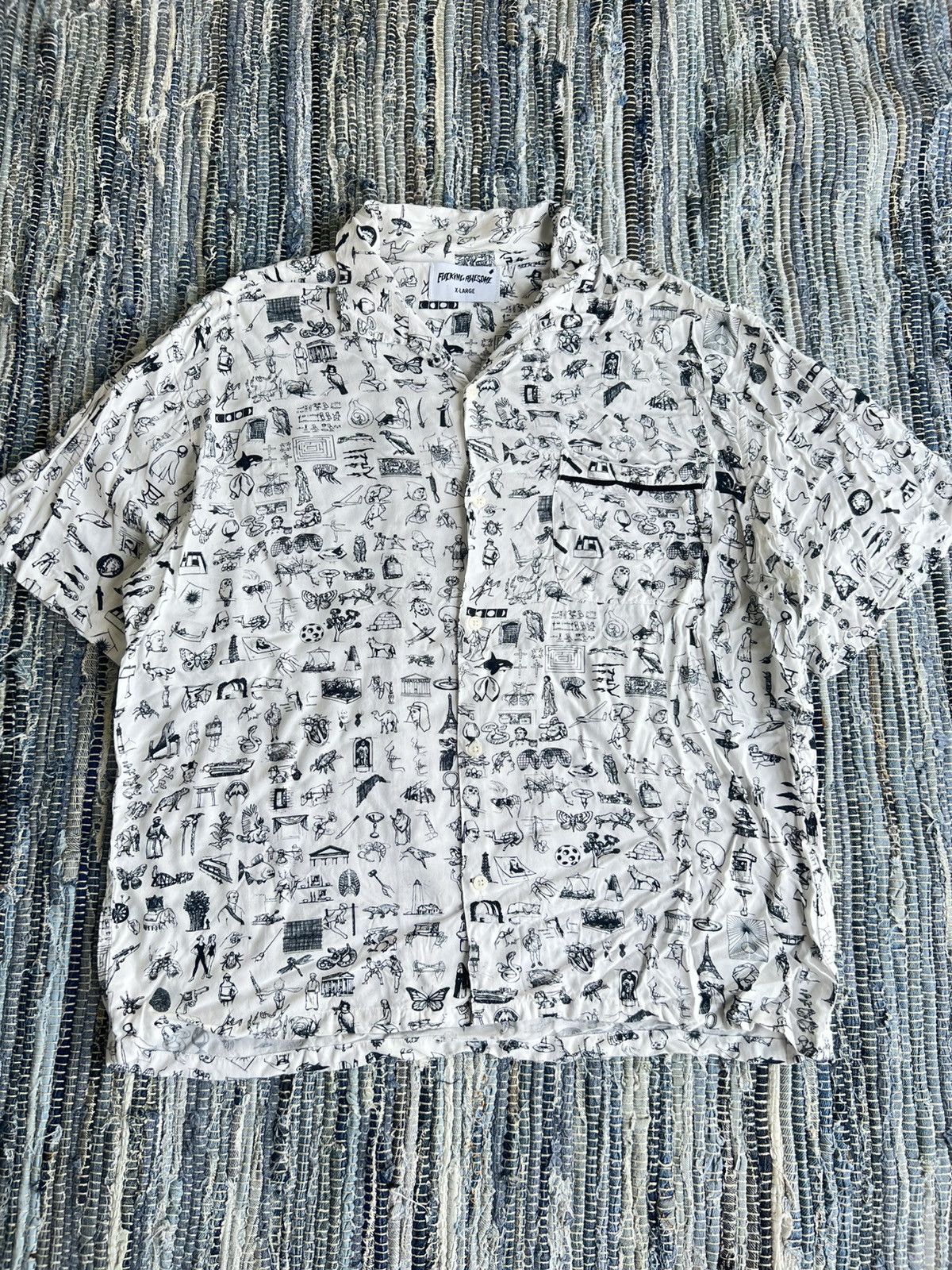 Art Comes First Fucking Awesome Pop Art Camp Collar Rayon Hawaiian Shirt Size US XL / EU 56 / 4 - 1 Thumbnail