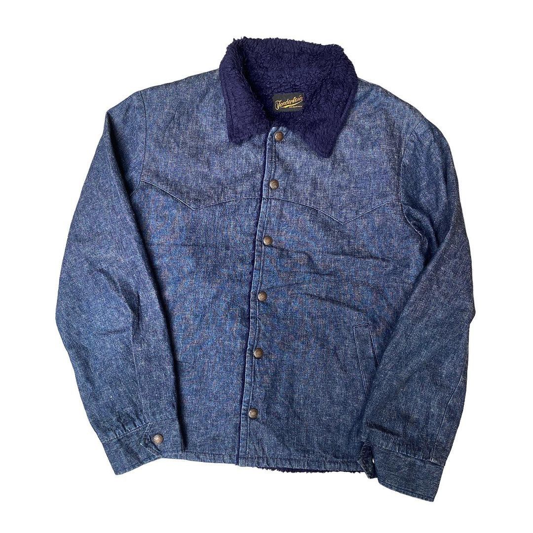 image of Avant Garde x Denim Jacket Tenderloin Western Denim Sherpa Jacket in Blue Denim, Men's (Size Medium