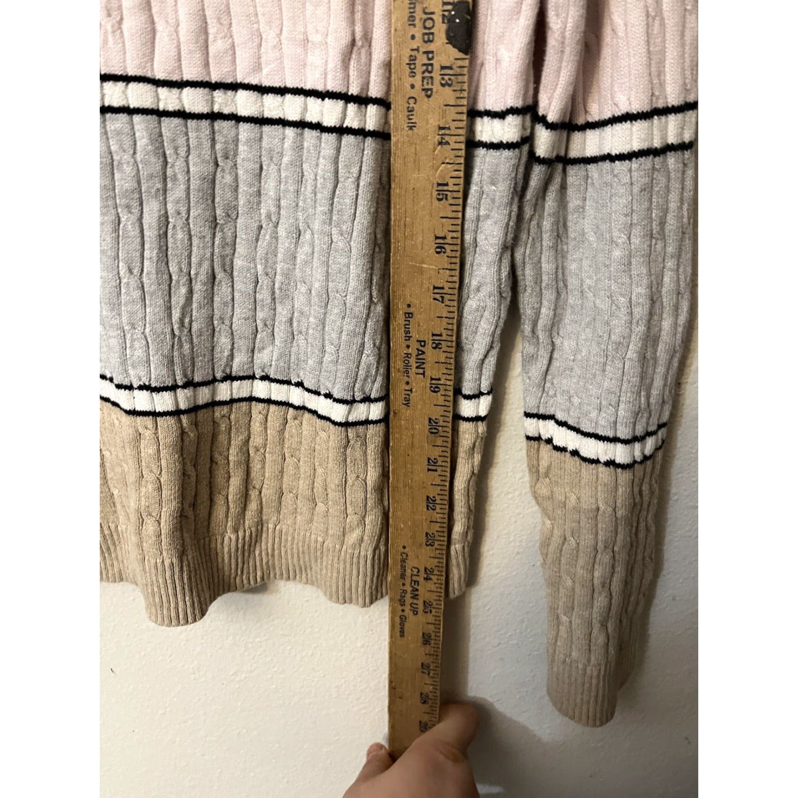 Croft & Barrow Croft & Barrow Women Medium Sweater Cable-Knit Stripes Colorblock Crew Neck Pullover All Seasons Lightweight Knitted Cotton Size M / US 6-8 / IT 42-44 - 5 Thumbnail