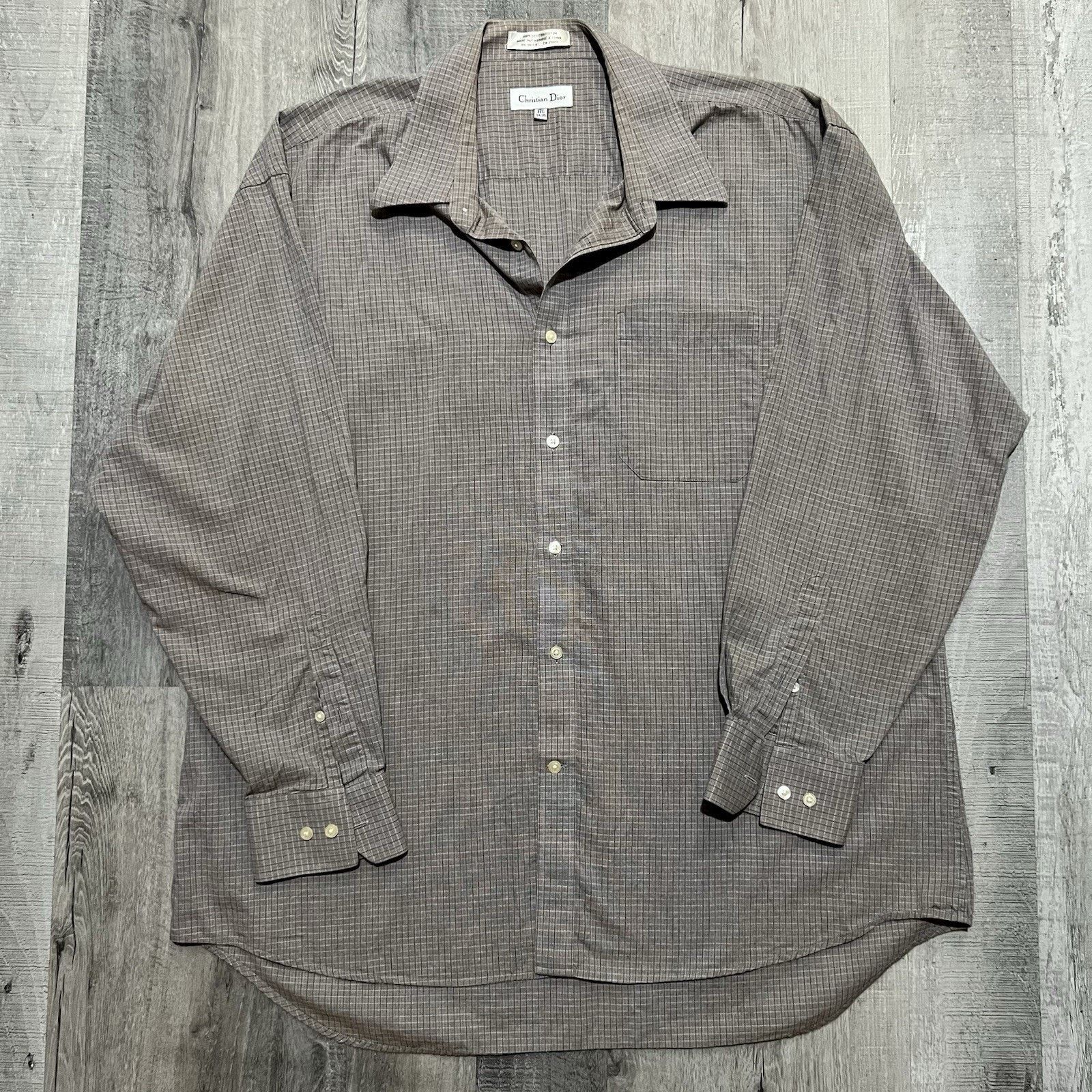 Christian Dior Monsieur Christian Dior Button Micro Check Grey Dress Shirt Plaid Size US XL / EU 56 / 4 - 1 Thumbnail