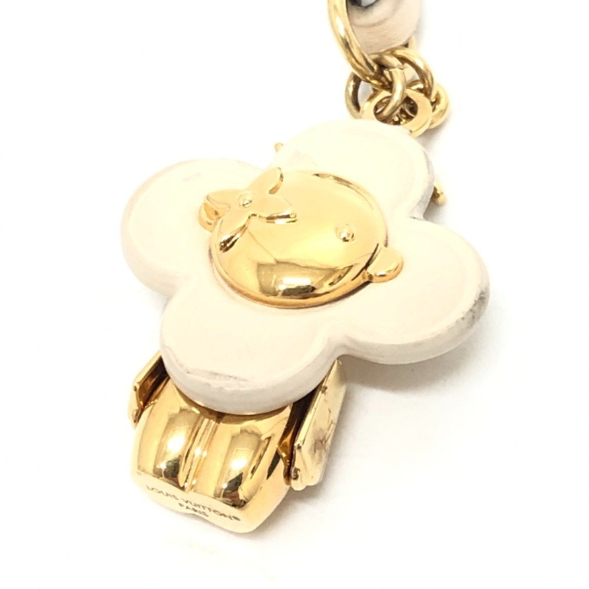 Louis Vuitton M02204 Bag Charm Mini Vivienne Neck Strap Accessory Keychain Gp Leather Women's White