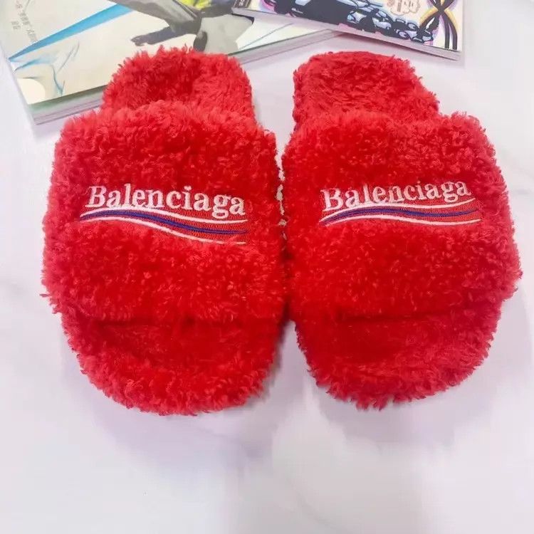 Balenciaga Balenciaga Red Furry Slide 37 Size US 6.5 / IT 36.5 - 3 Thumbnail